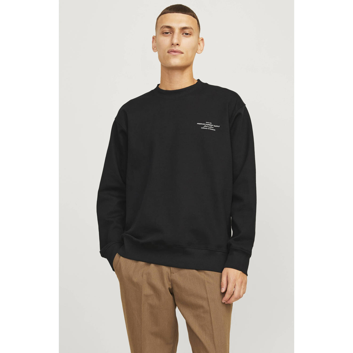 Jack & jones Zwarte Sweatshirt met ronde hals Black Heren