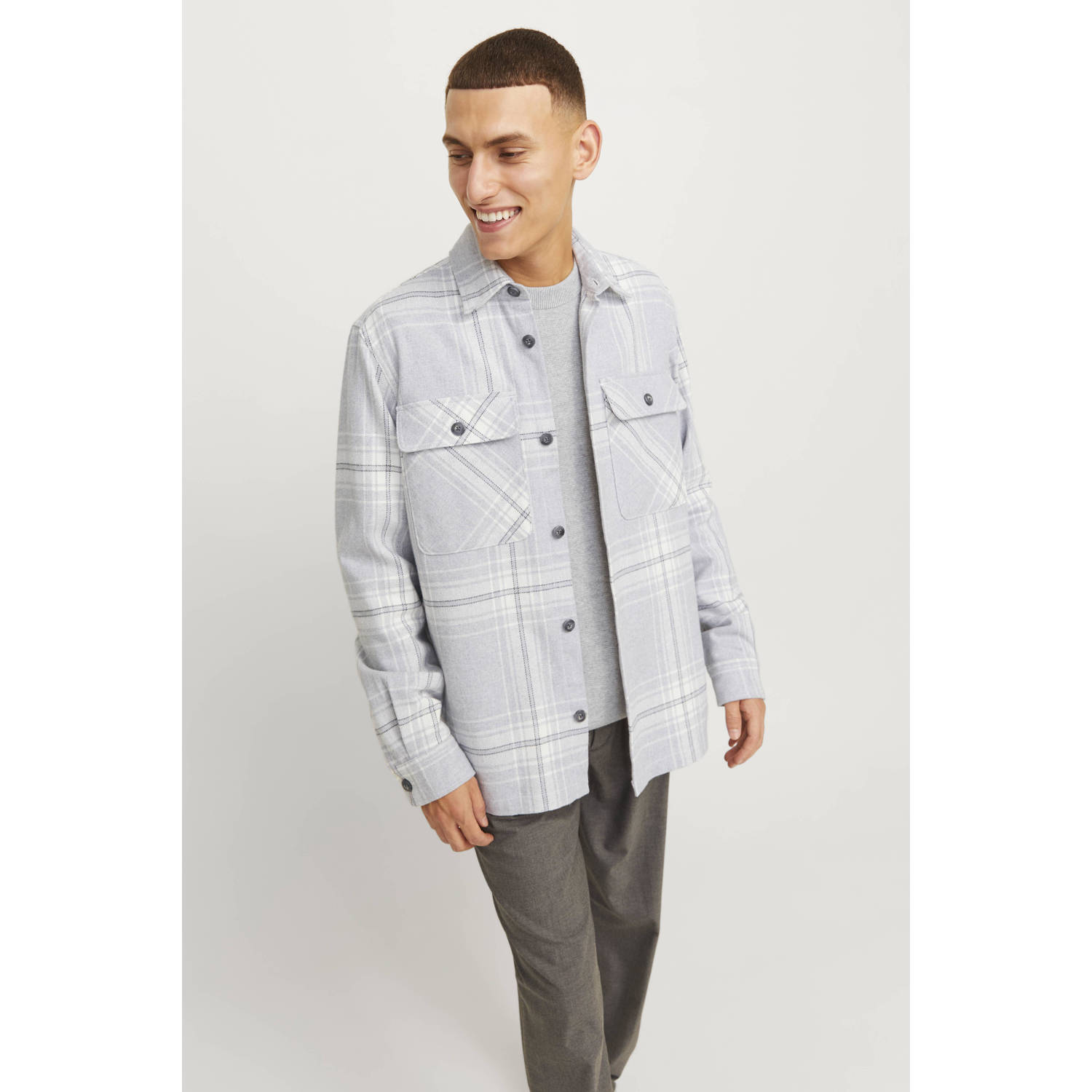 JACK & JONES PREMIUM geruit regular fit overshirt JPRRAYMOND