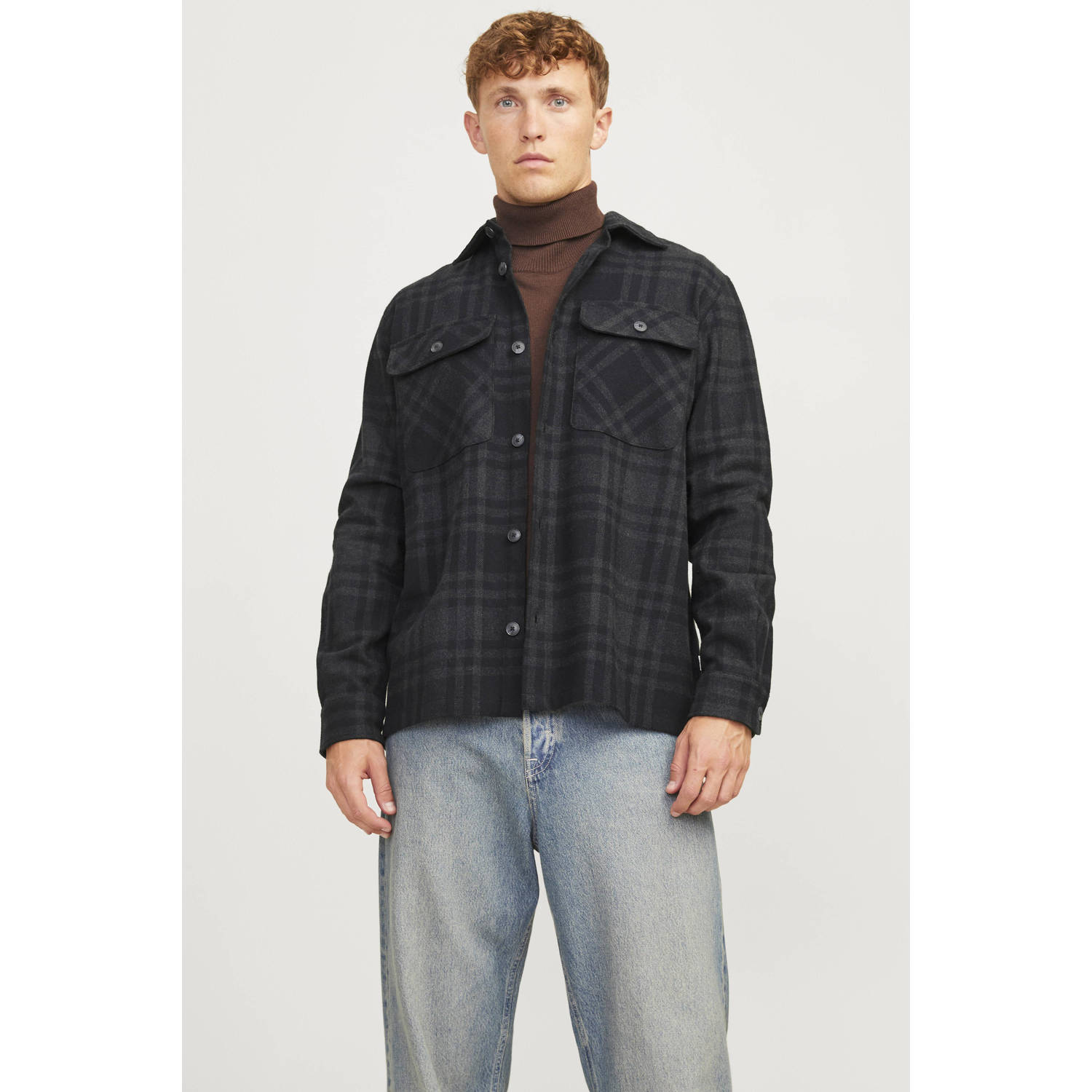 JACK & JONES PREMIUM geruit regular fit overshirt JPRRAYMOND
