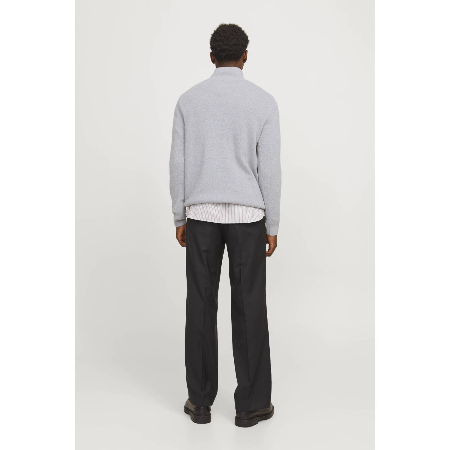 JACK & JONES PREMIUM gebreide trui grijs