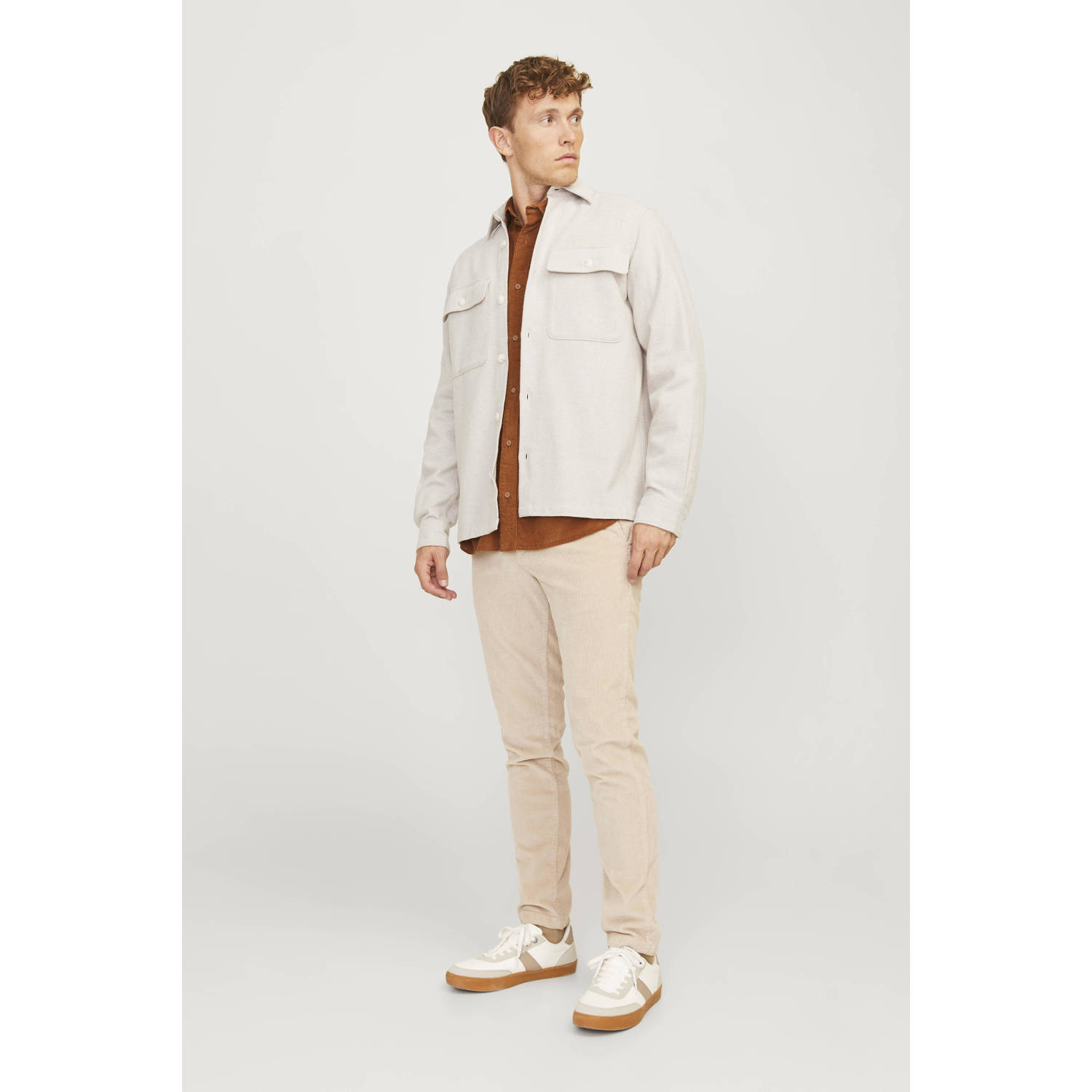 JACK & JONES PREMIUM regular fit overshirt JPRRAYMOND zand