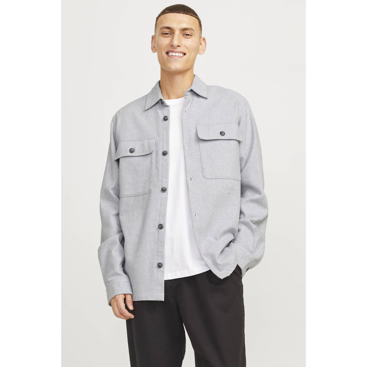 Jack & Jones Overhemd met lange mouwen JPRRAYMOND MELANGE SOLID LS OVERSHIRT SN