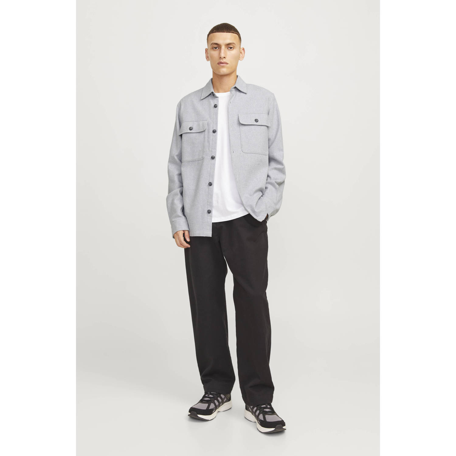 JACK & JONES PREMIUM regular fit overshirt JPRRAYMOND grijs