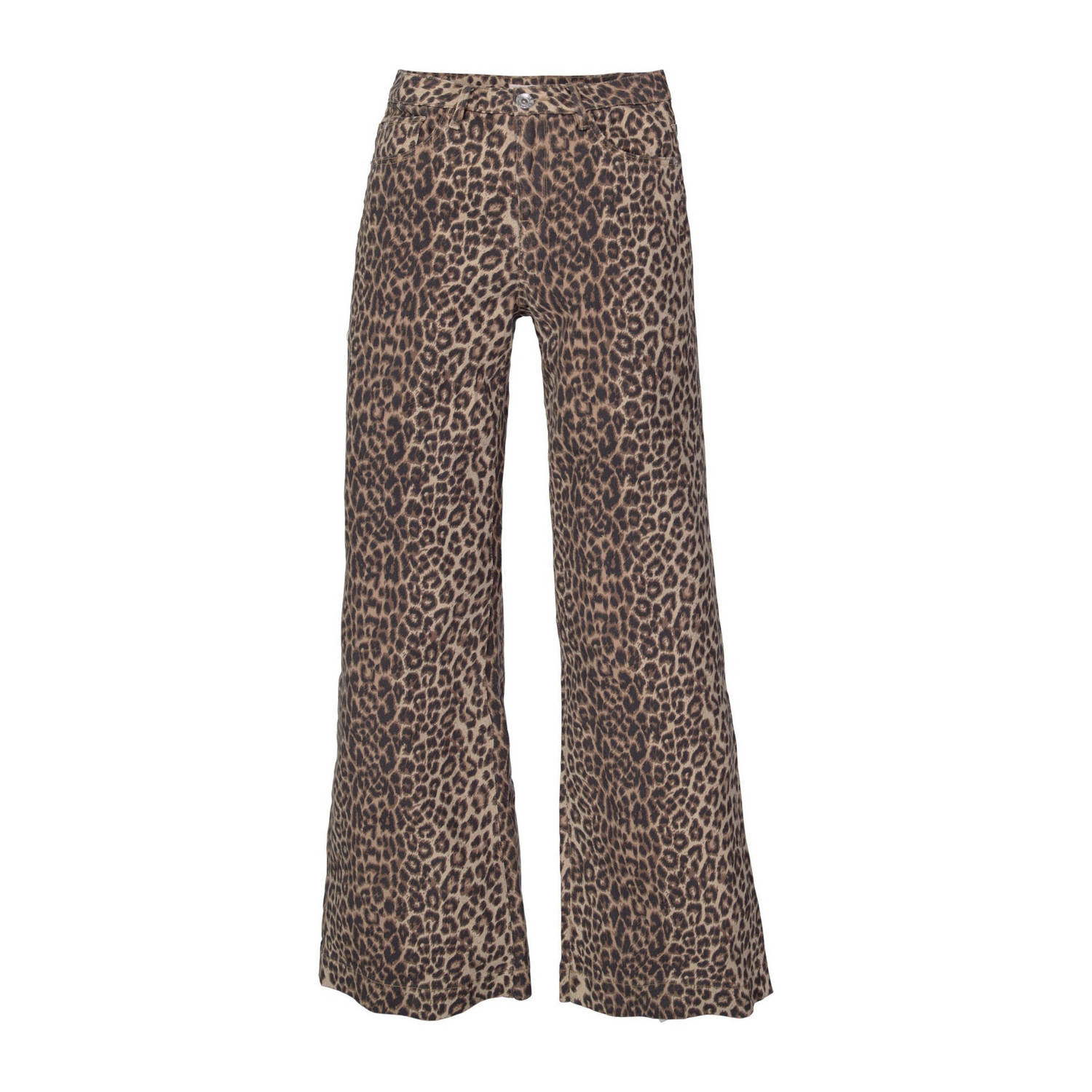 Garcia wide leg broek met panterprint bruin zwart