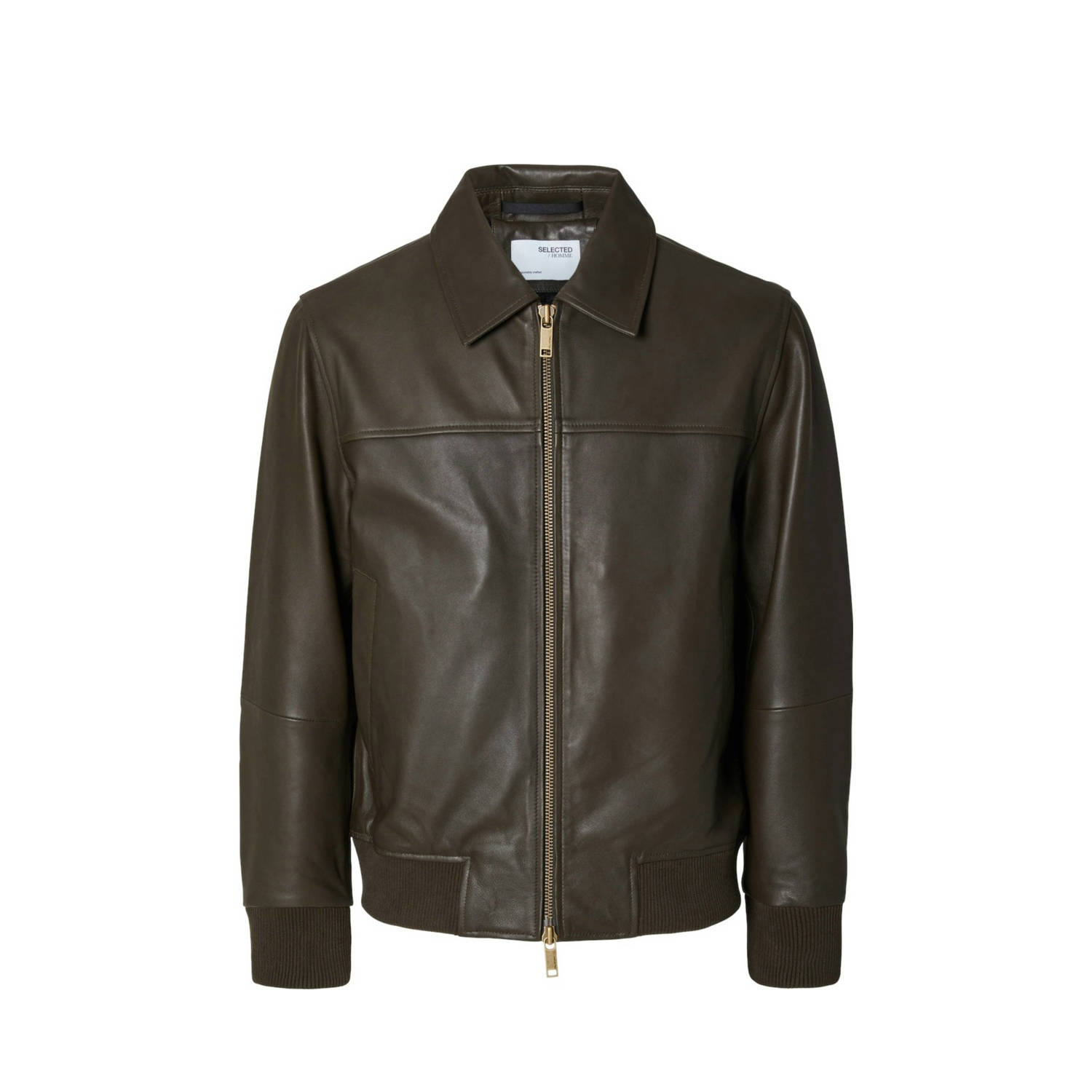 SELECTED HOMME leren jas SLHDEON bruin