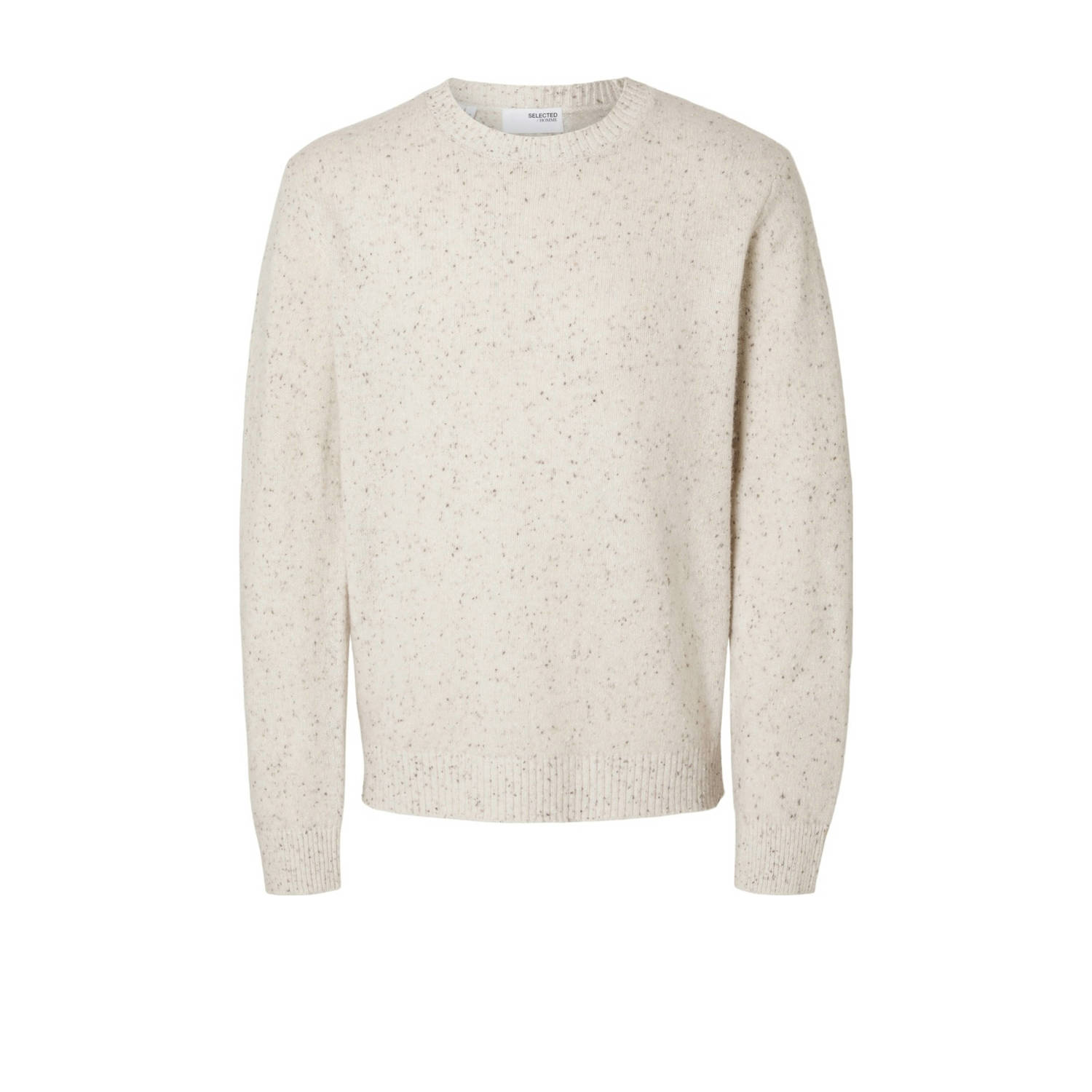 SELECTED HOMME Heren Truien & Vesten Slhneil Ls Knit Neps Crew Neck Beige