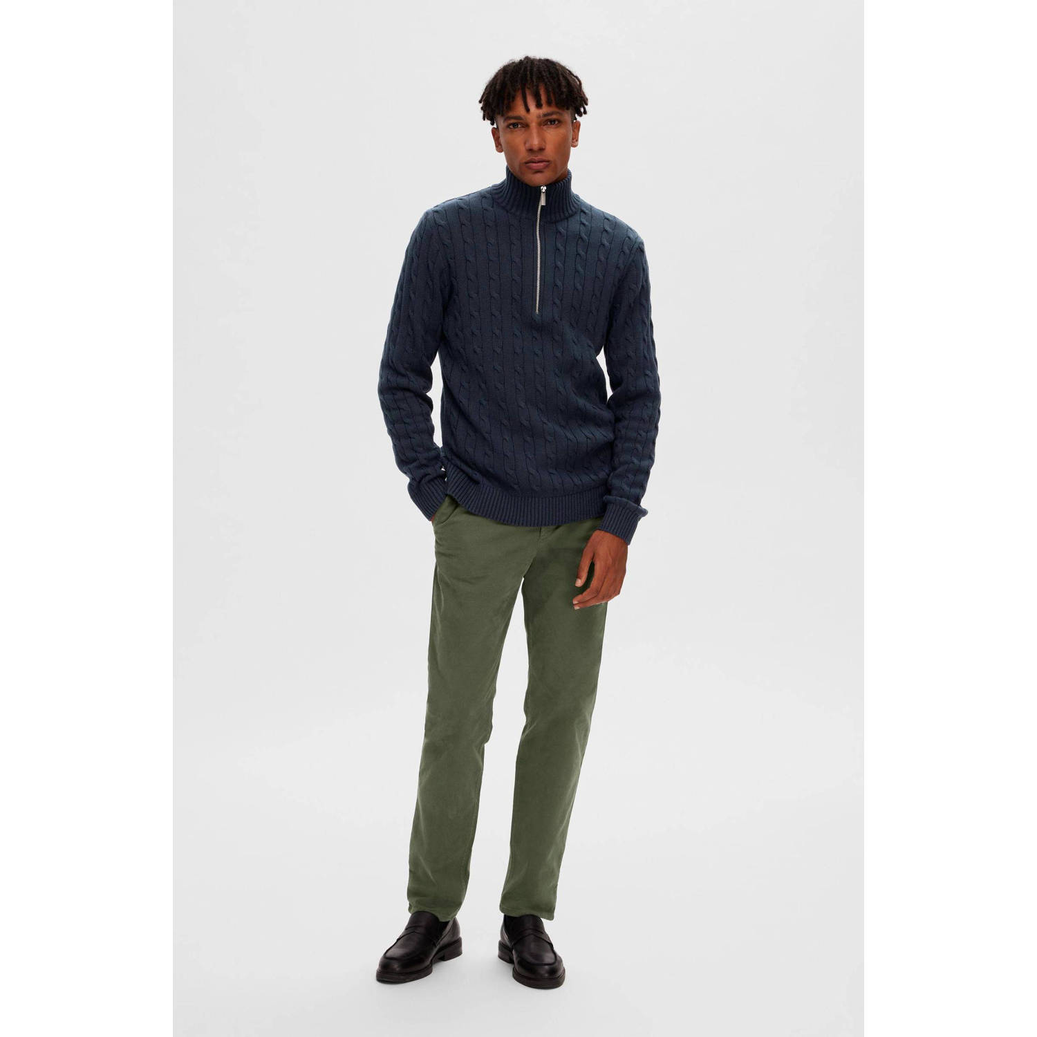 SELECTED HOMME gebreide trui donkerblauw