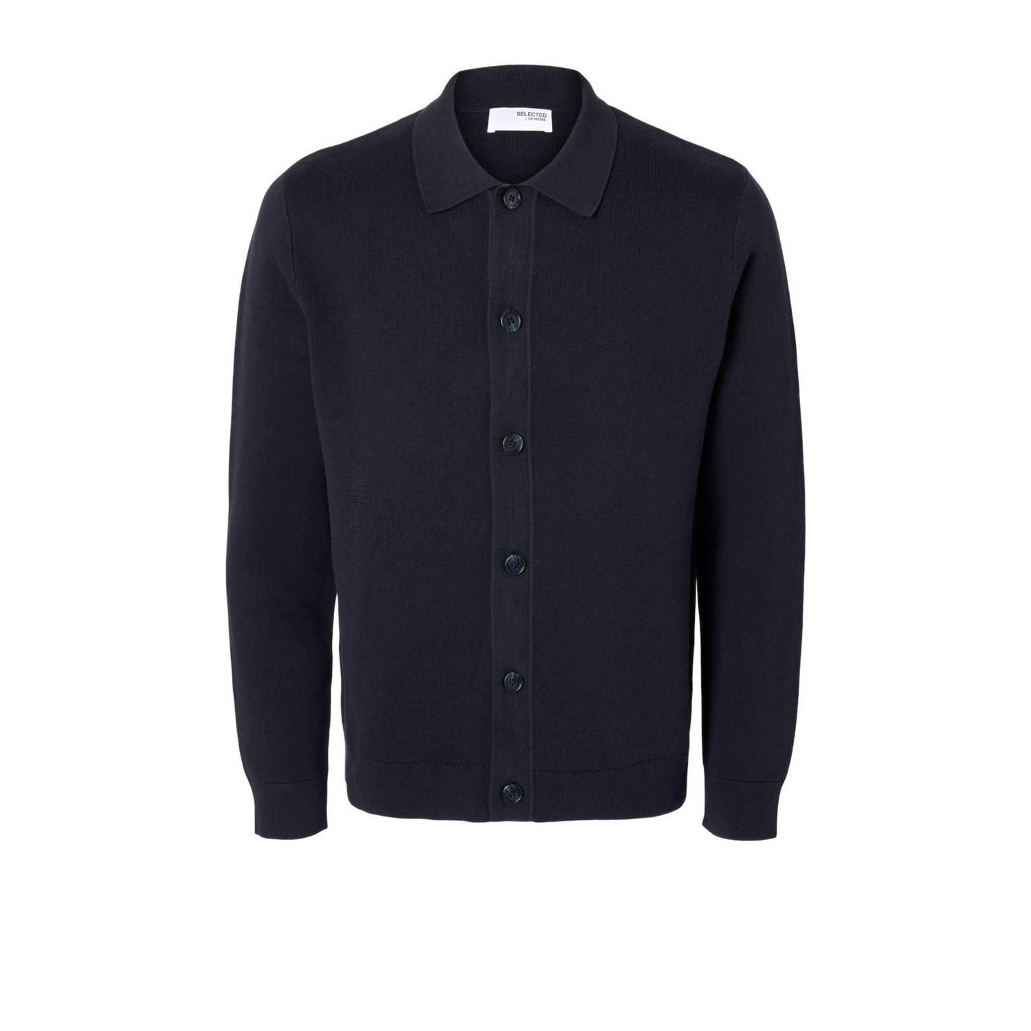 SELECTED HOMME Heren Truien & Vesten Slhmattis Ls Knit Polo Cardigan Donkerblauw