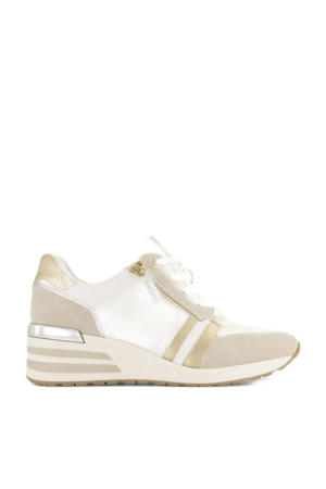 sneakers met sleehak wit/beige