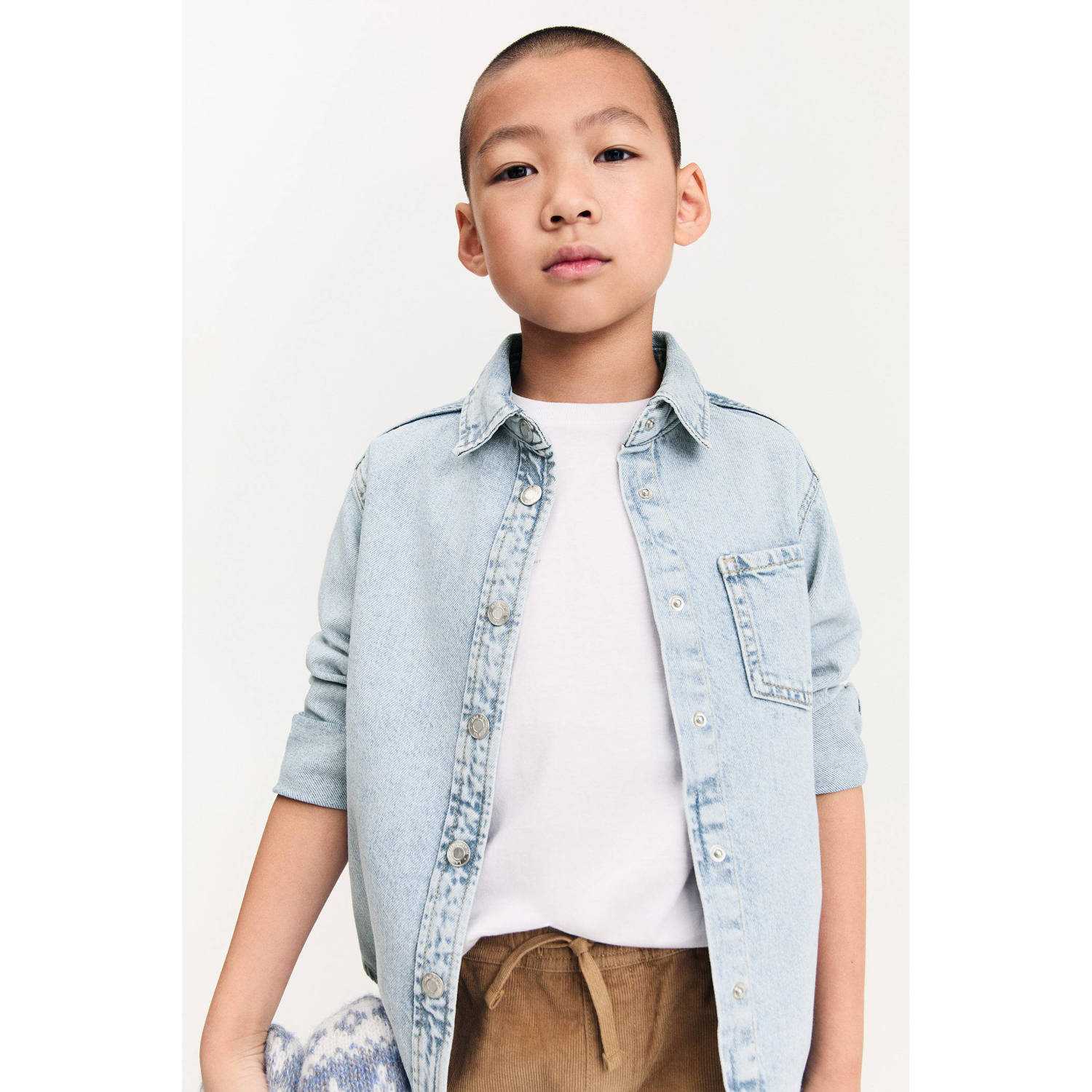 Mango Kids overhemd light blue denim