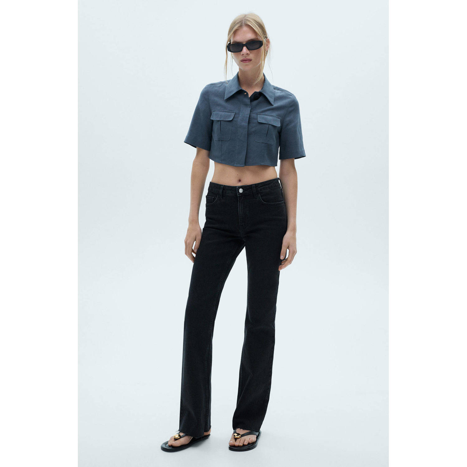 Mango flared jeans black denim