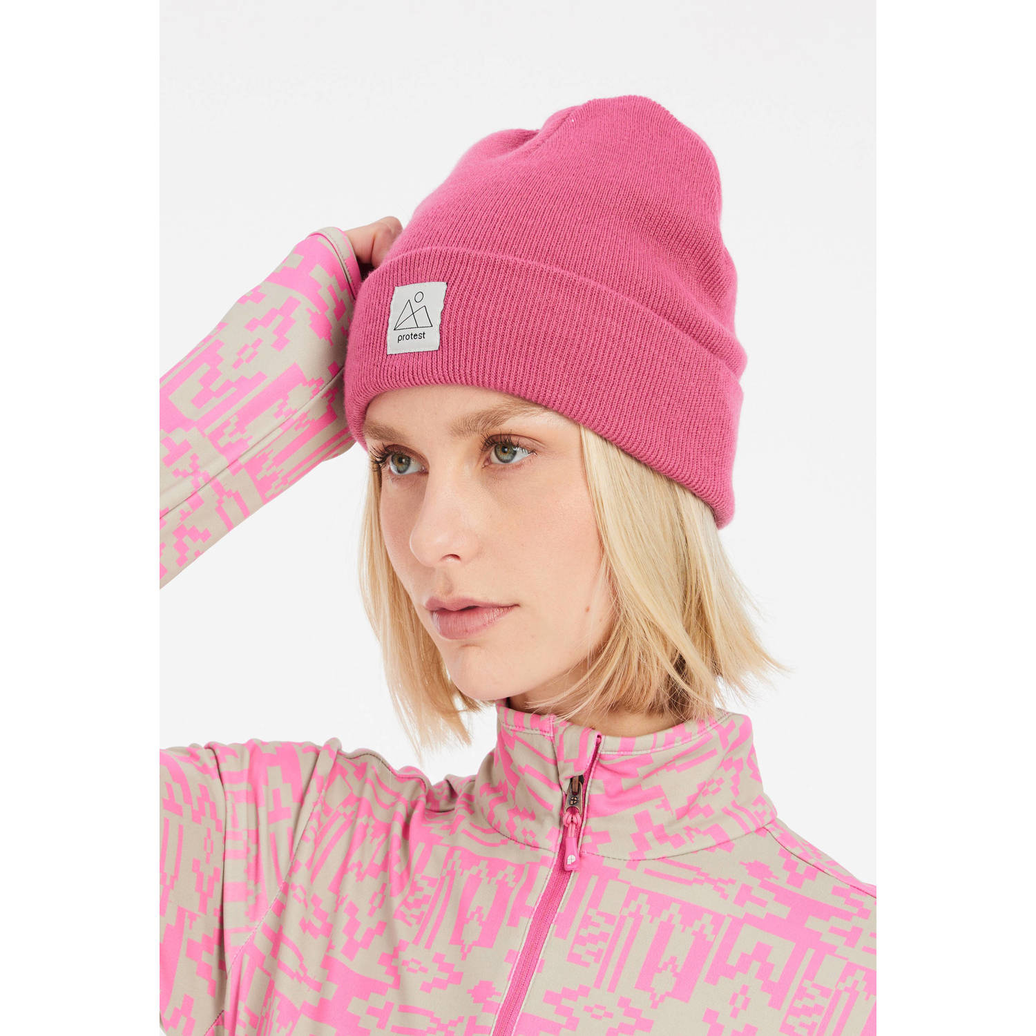 Protest muts met logoprint roze