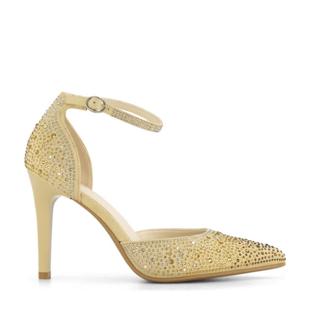 Gouden dames Graceland pumps met strass met gesp