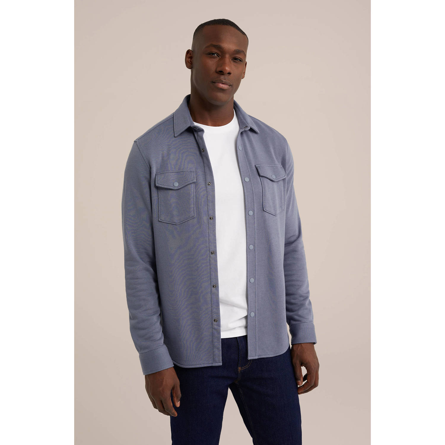 WE Fashion WE Fundamentals regular fit overshirt Blue Flint