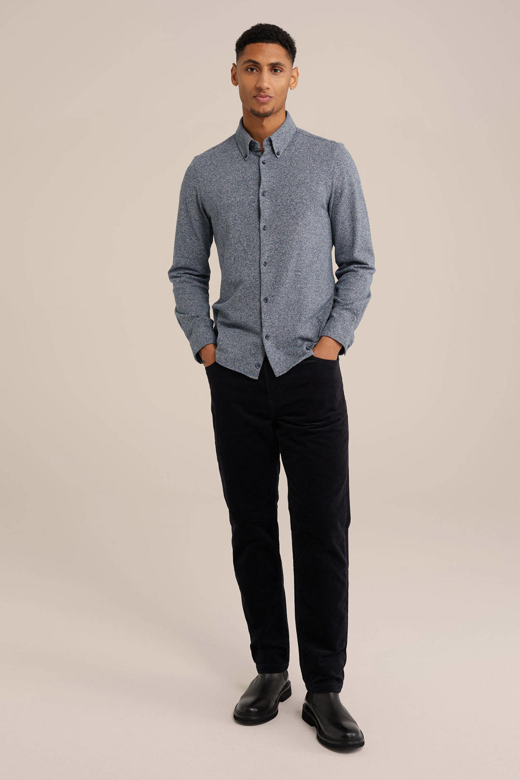Overhemd Asymmetrisch Katoen-linnen Knoopsluiting Button-Down main image 0