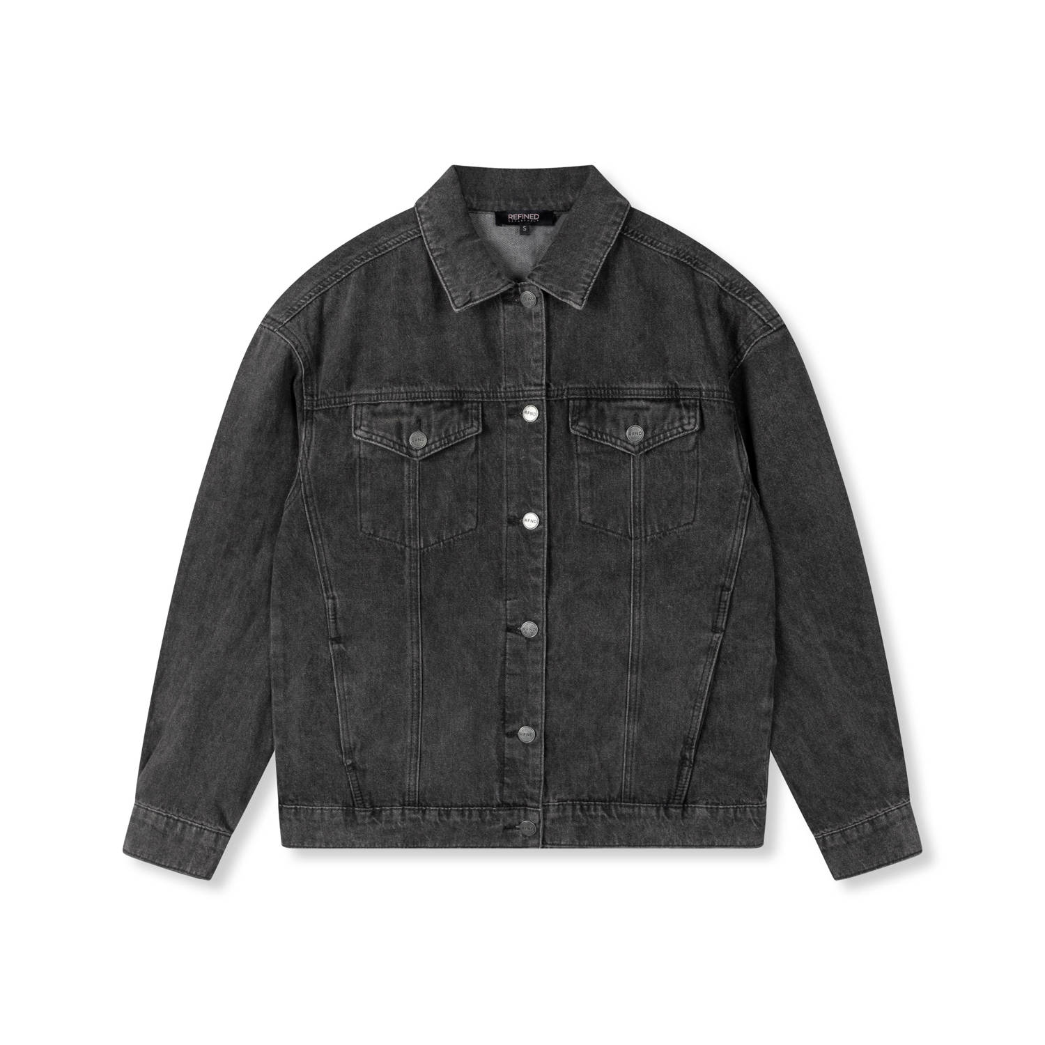 Refined Department spijkerjas SILKE met backprint grey denim