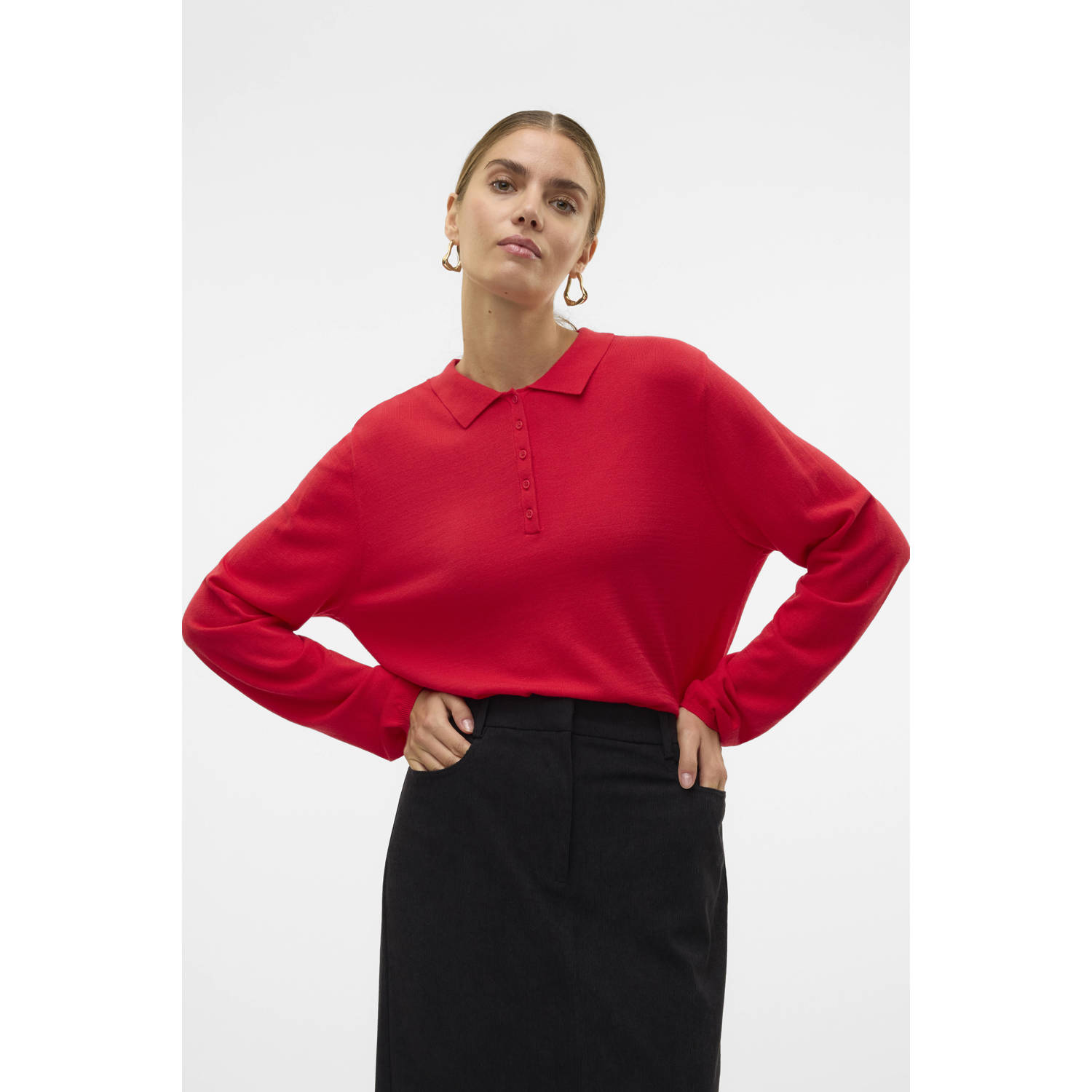 AWARE gebreide trui koraalrood