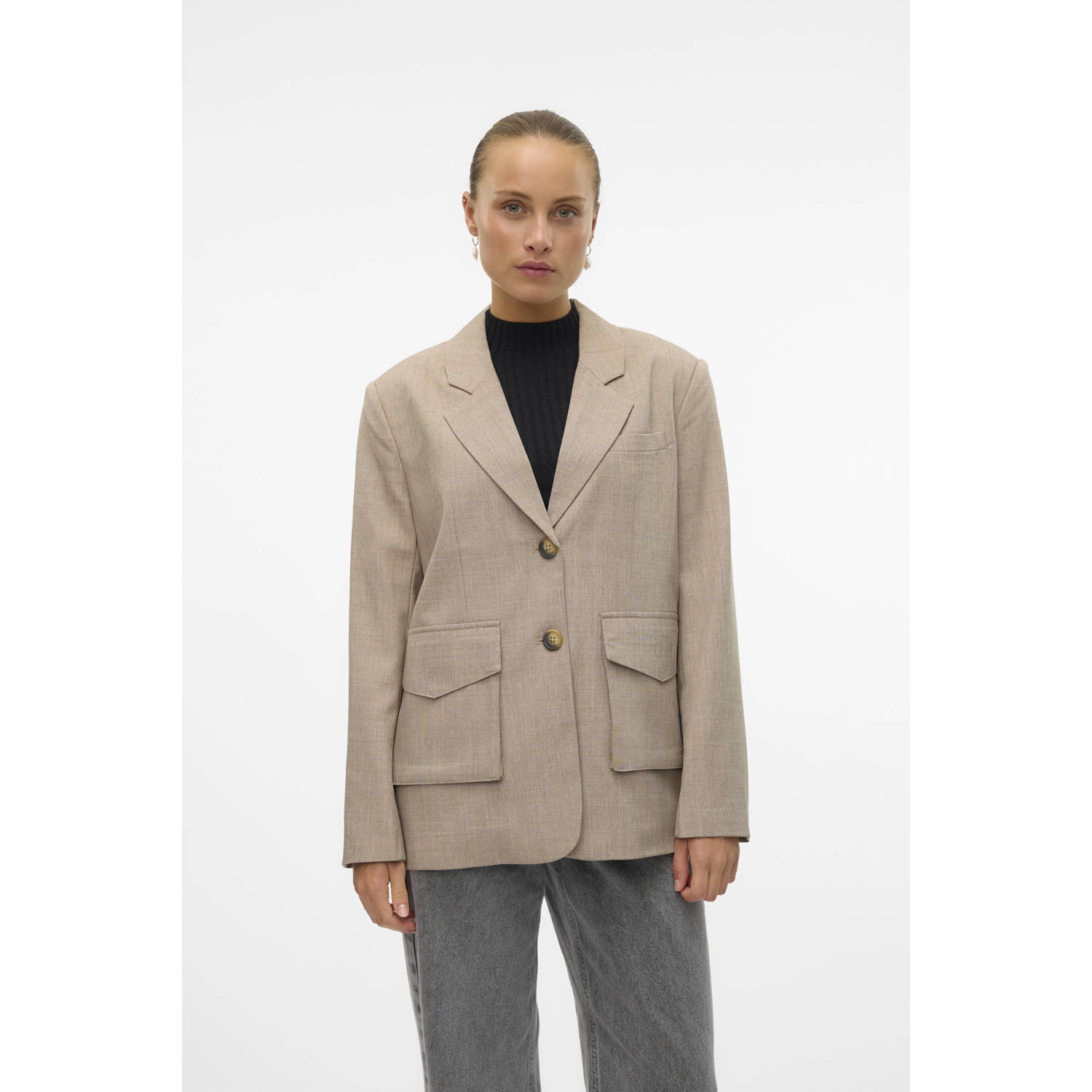 AWARE rechtvallende blazer VMLUCY taupe