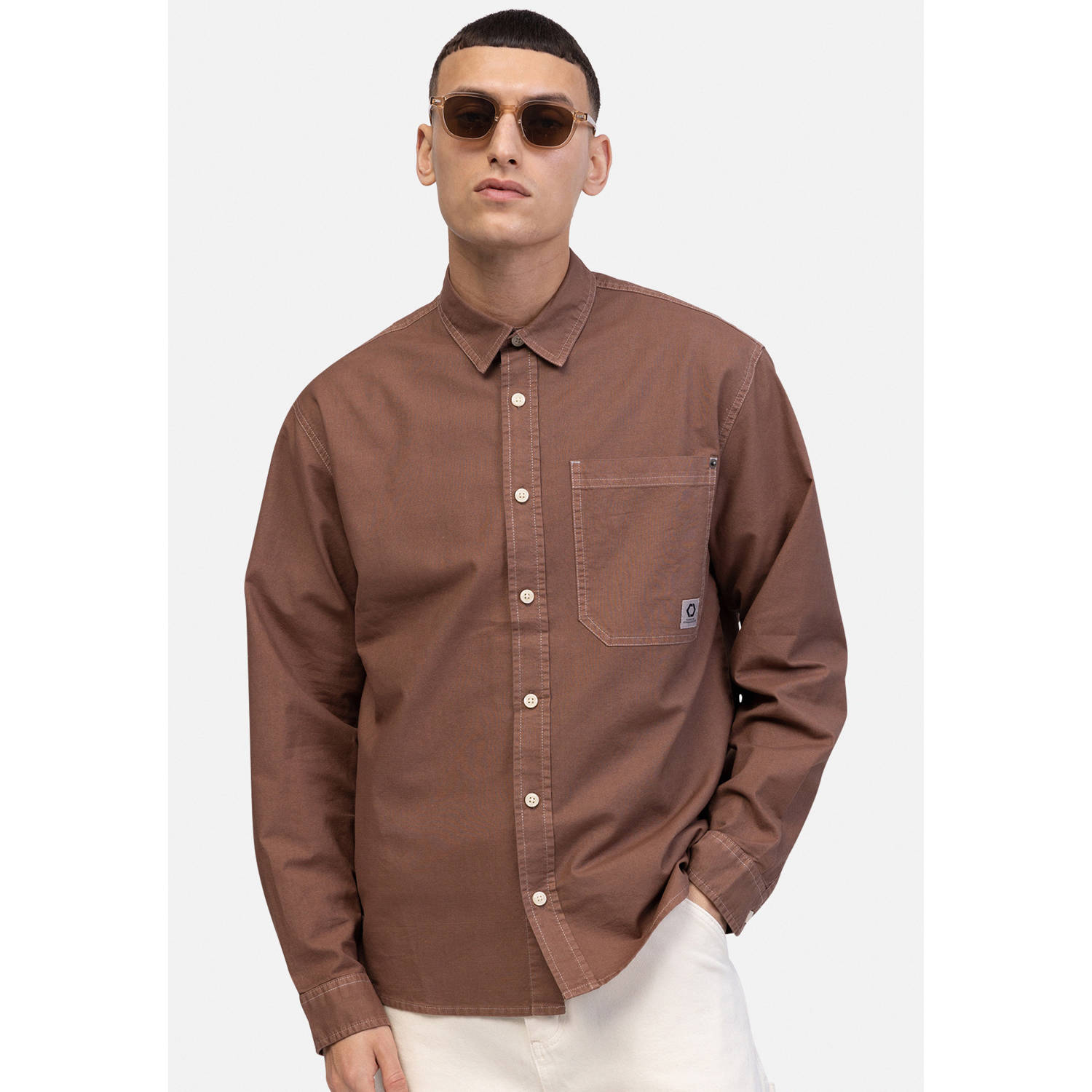 Redefined Rebel casual overhemd bruin
