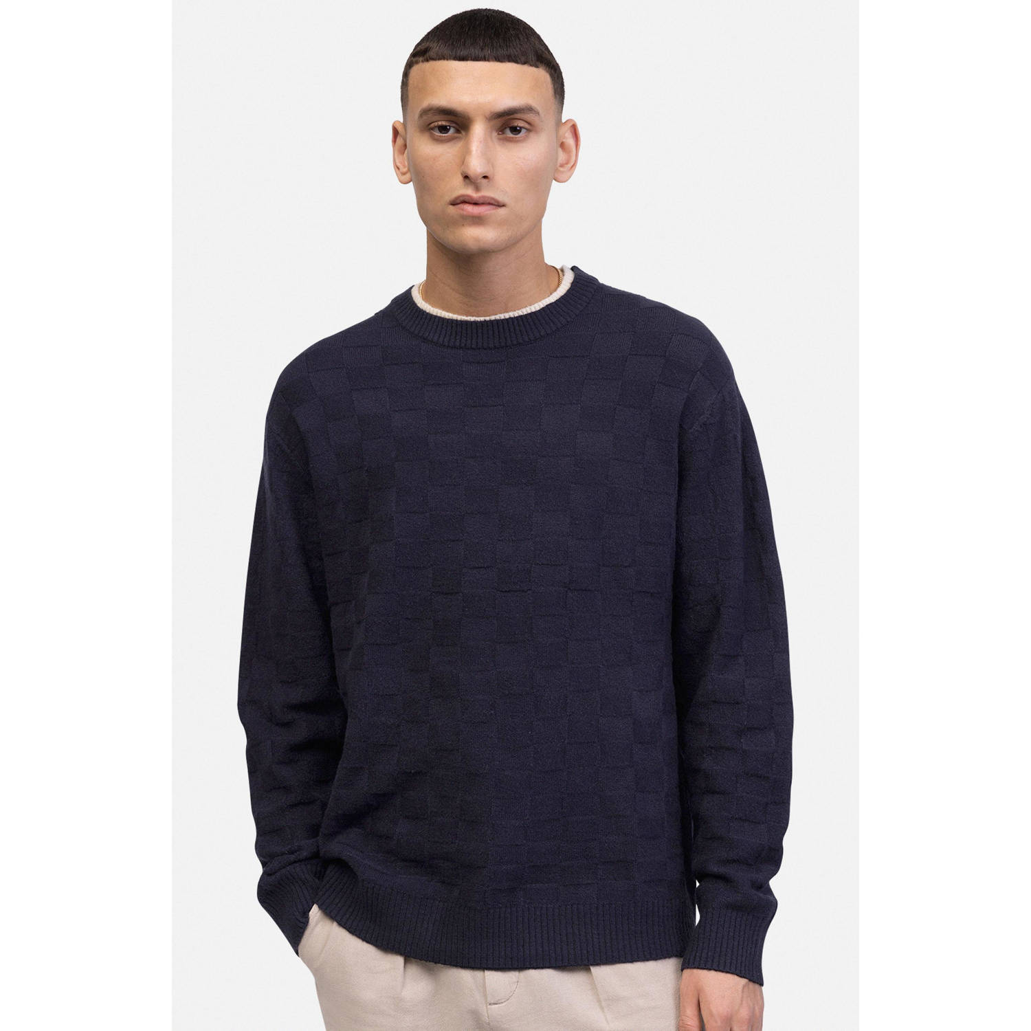 Redefined Rebel fijn gebreide trui donkerblauw