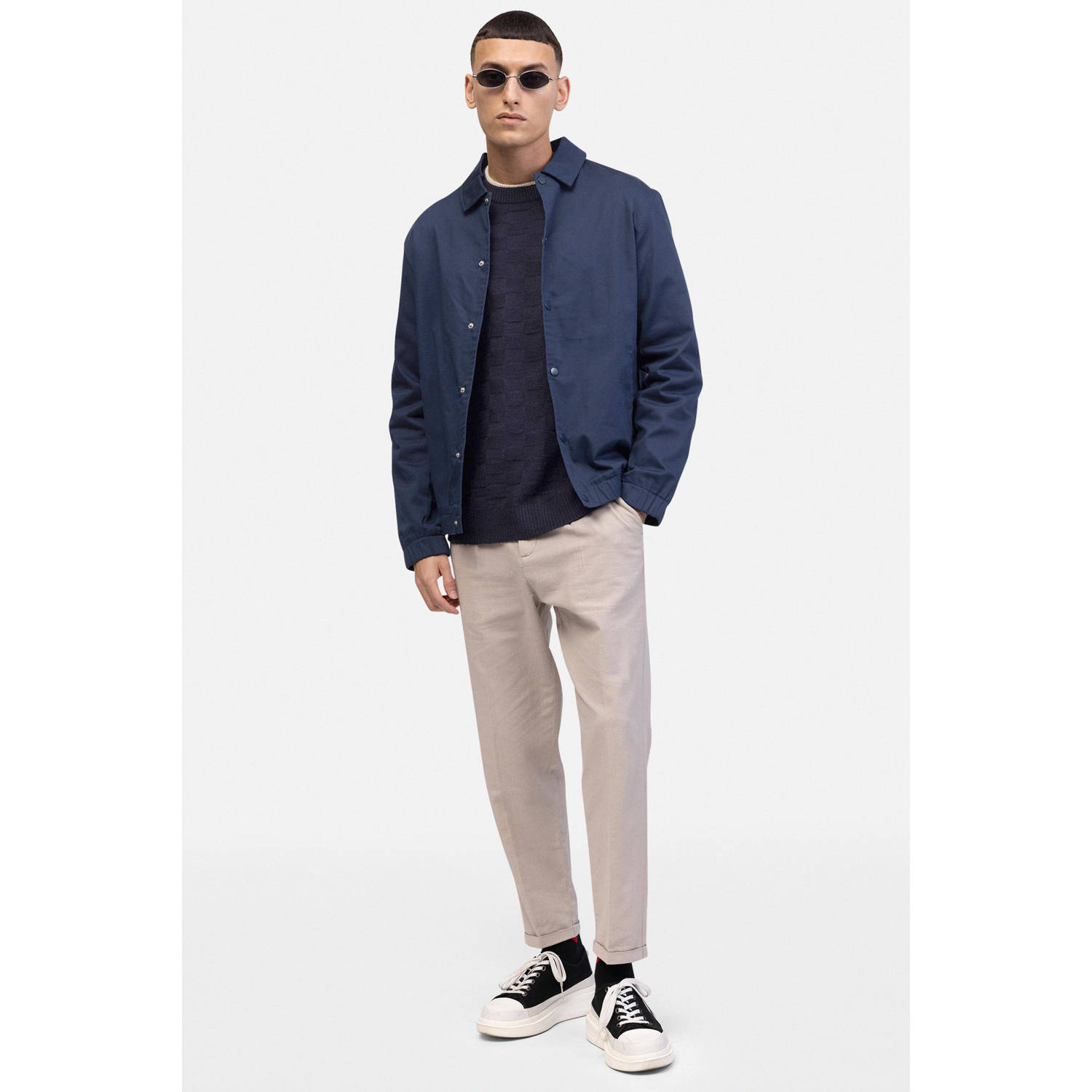 Redefined Rebel fijn gebreide trui donkerblauw