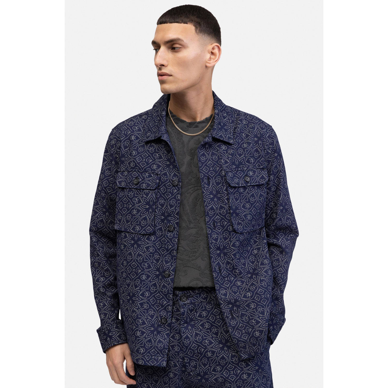 Redefined Rebel casual overhemd donkerblauw