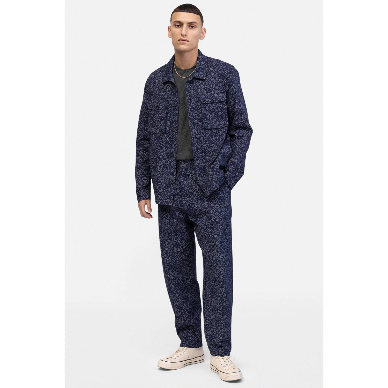 Redefined Rebel casual overhemd donkerblauw