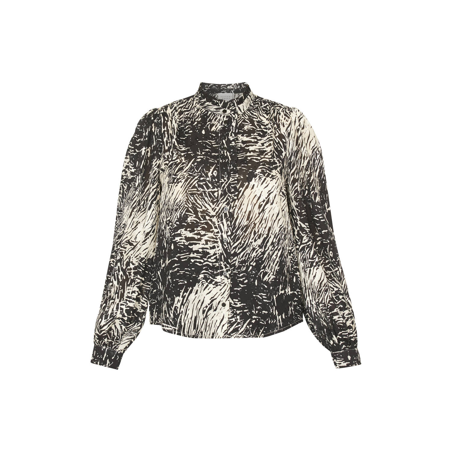 SisterS Point blouse met all over print zwart ecru