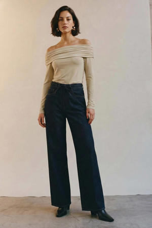 high waist wide leg jeans - dark blue denim
