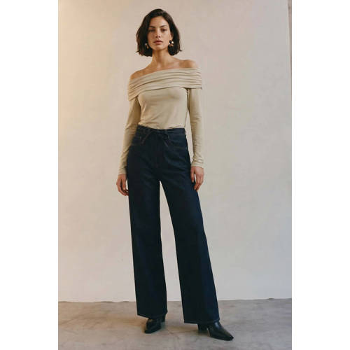 AWARE high waist wide leg jeans dark blue denim afbeelding