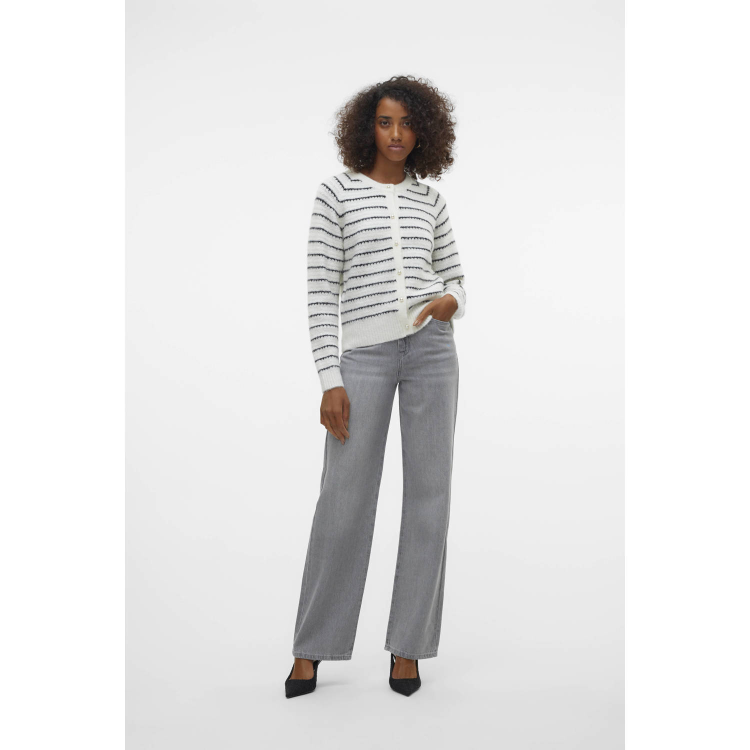 AWARE high waist wide leg jeans grey denim