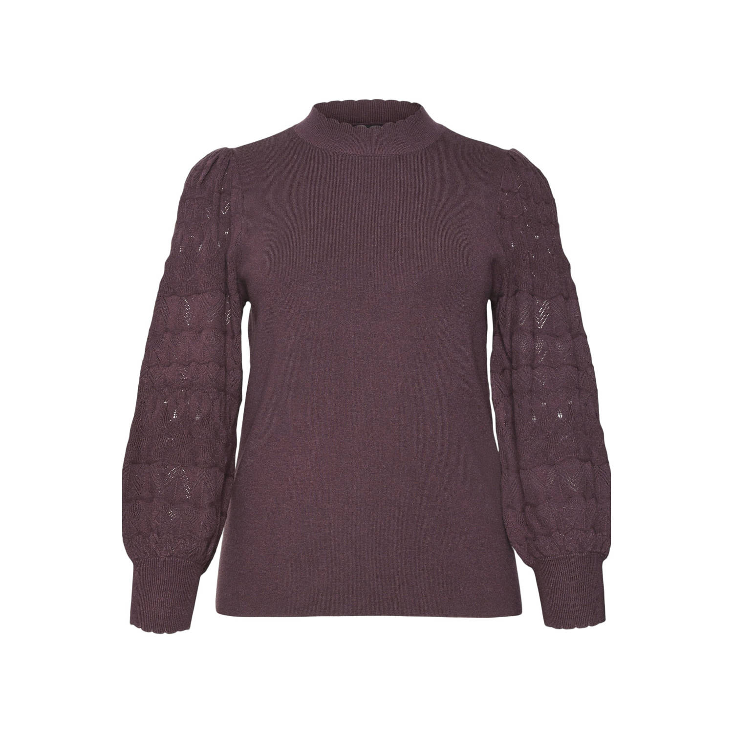 VERO MODA CURVE top VMCLIMONE met ingebreid patroon donkerpaars
