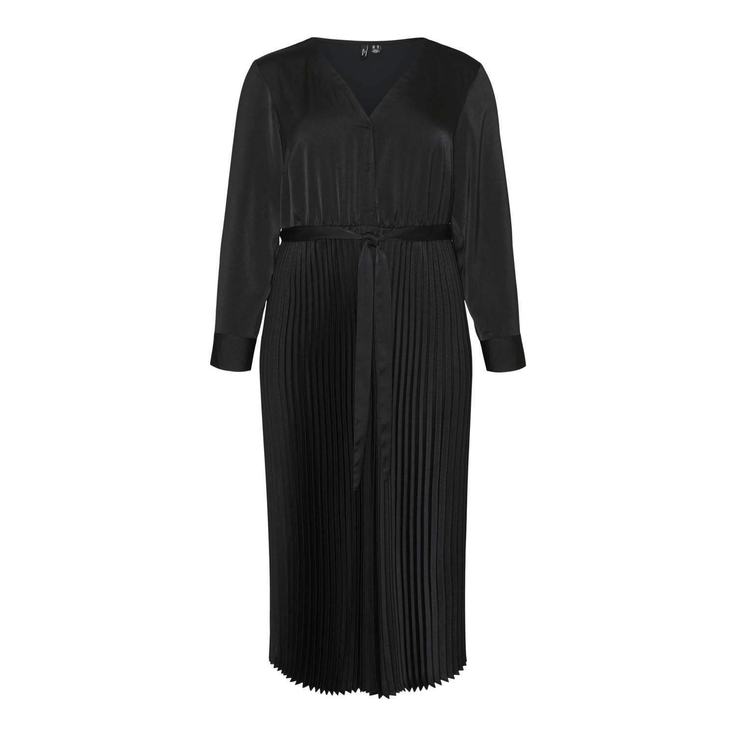 VERO MODA CURVE maxi jurk VMCCINDY PLISSE zwart