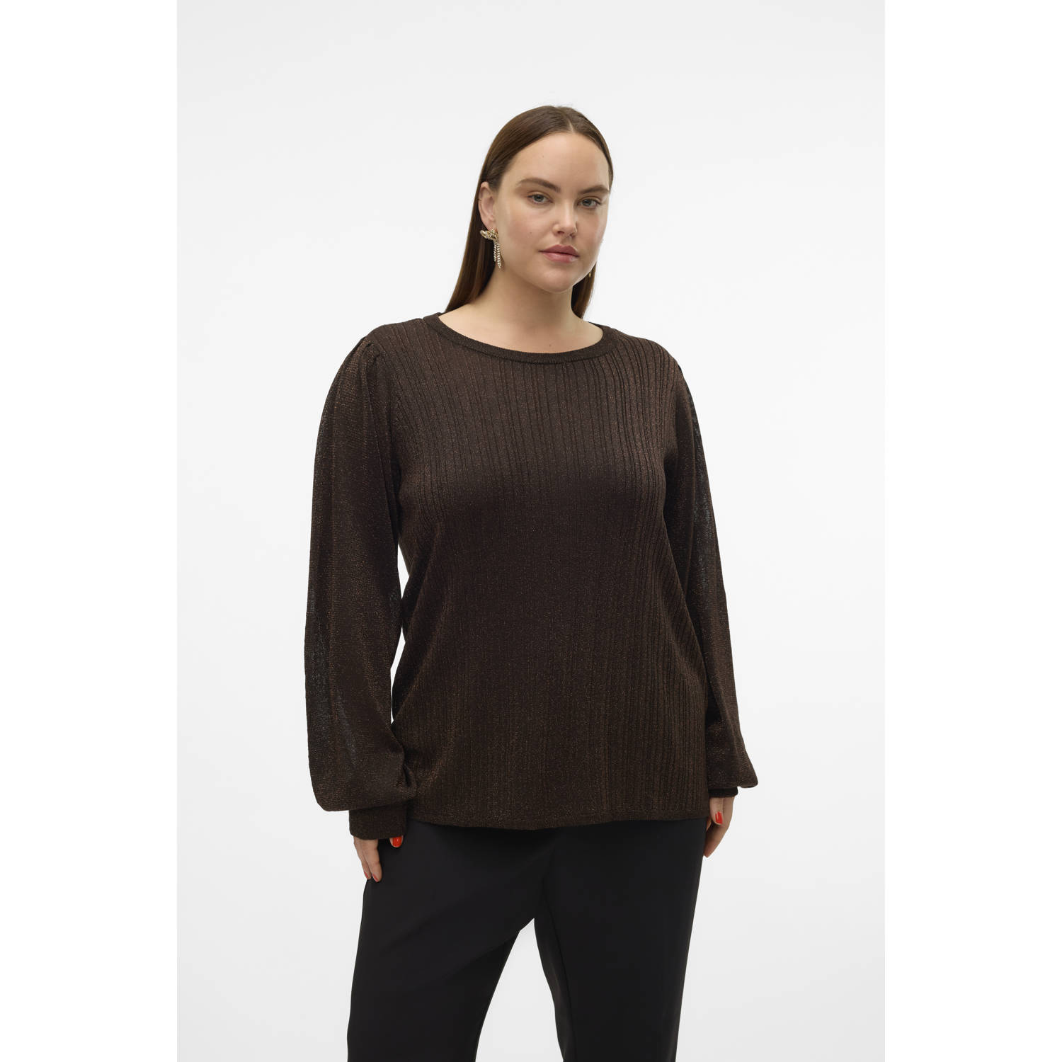 VERO MODA CURVE gebreide trui bruin