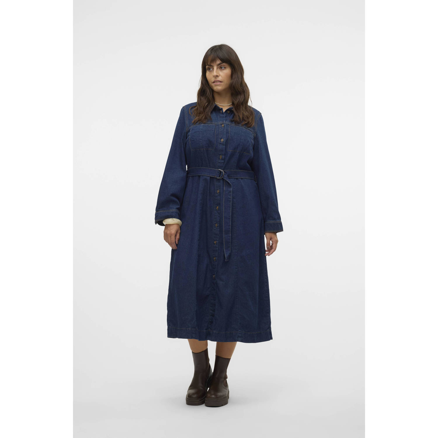 VERO MODA CURVE spijkerjurk VMCVIO dark denim blue