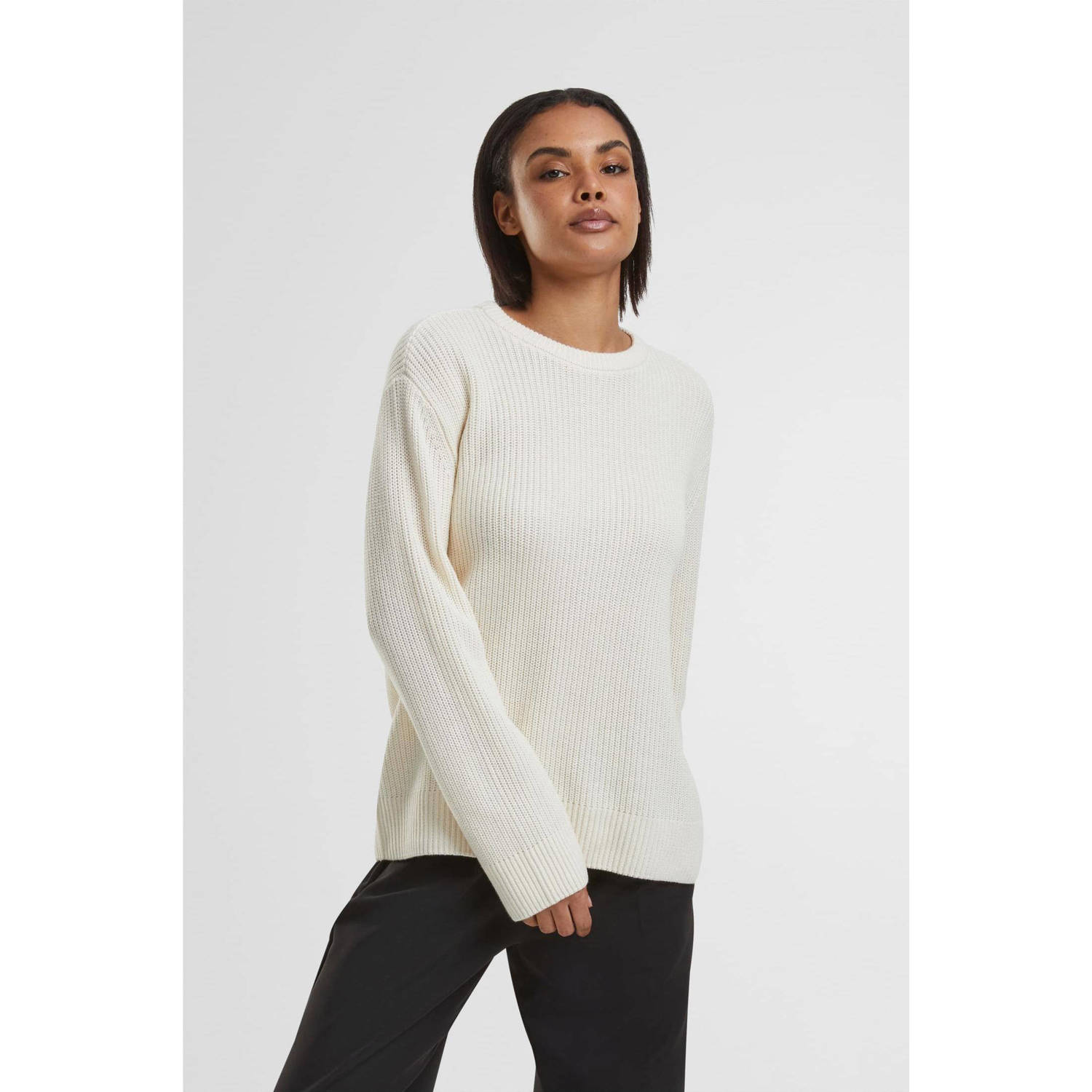 Urban Classics Curvy rib gebreide trui ecru