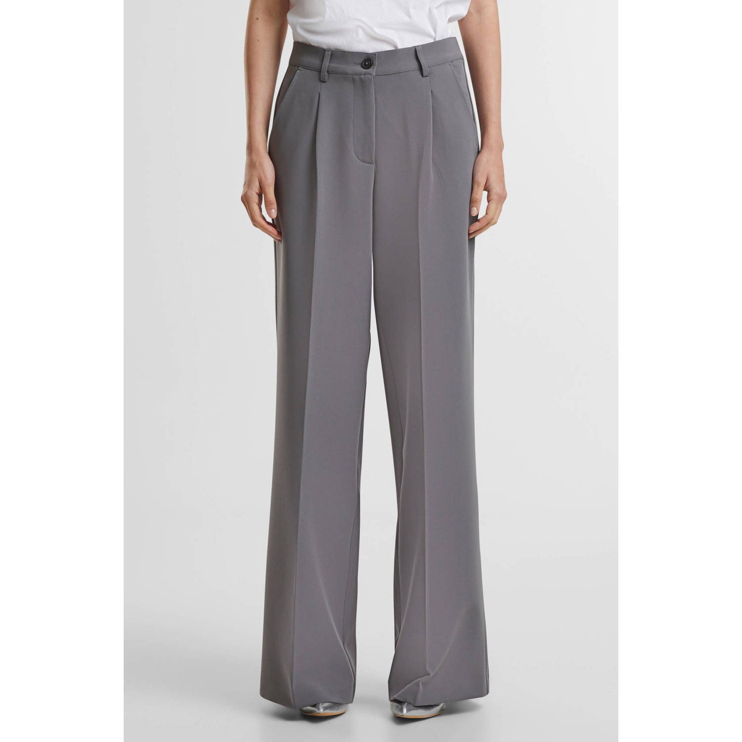 Urban Classics Curvy wide leg pantalon grijs