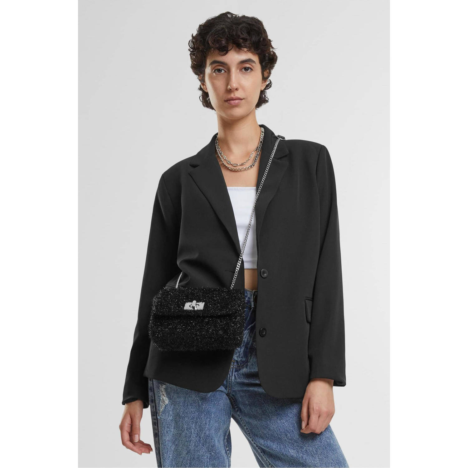 Urban Classics Curvy blazer zwart