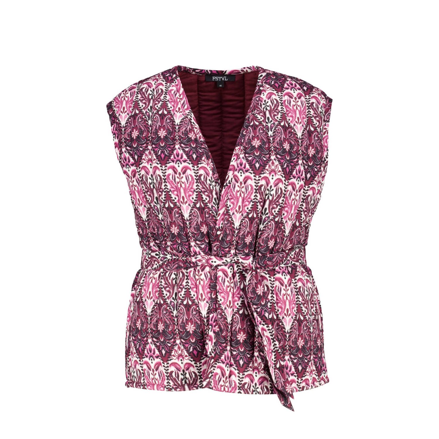 MS Mode gilet met all over print rood roze