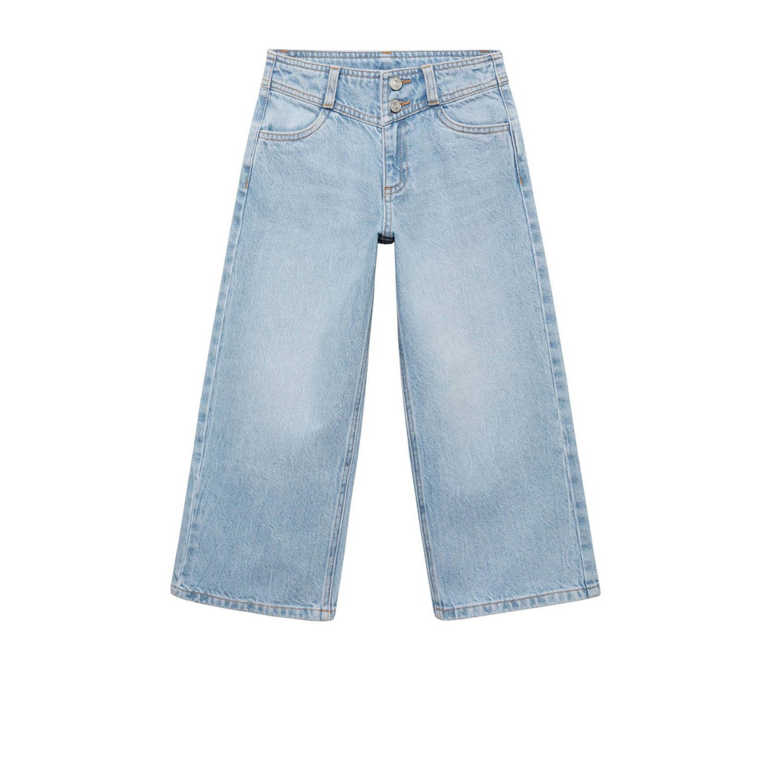 Mango Kids wide leg jeans light blue denim