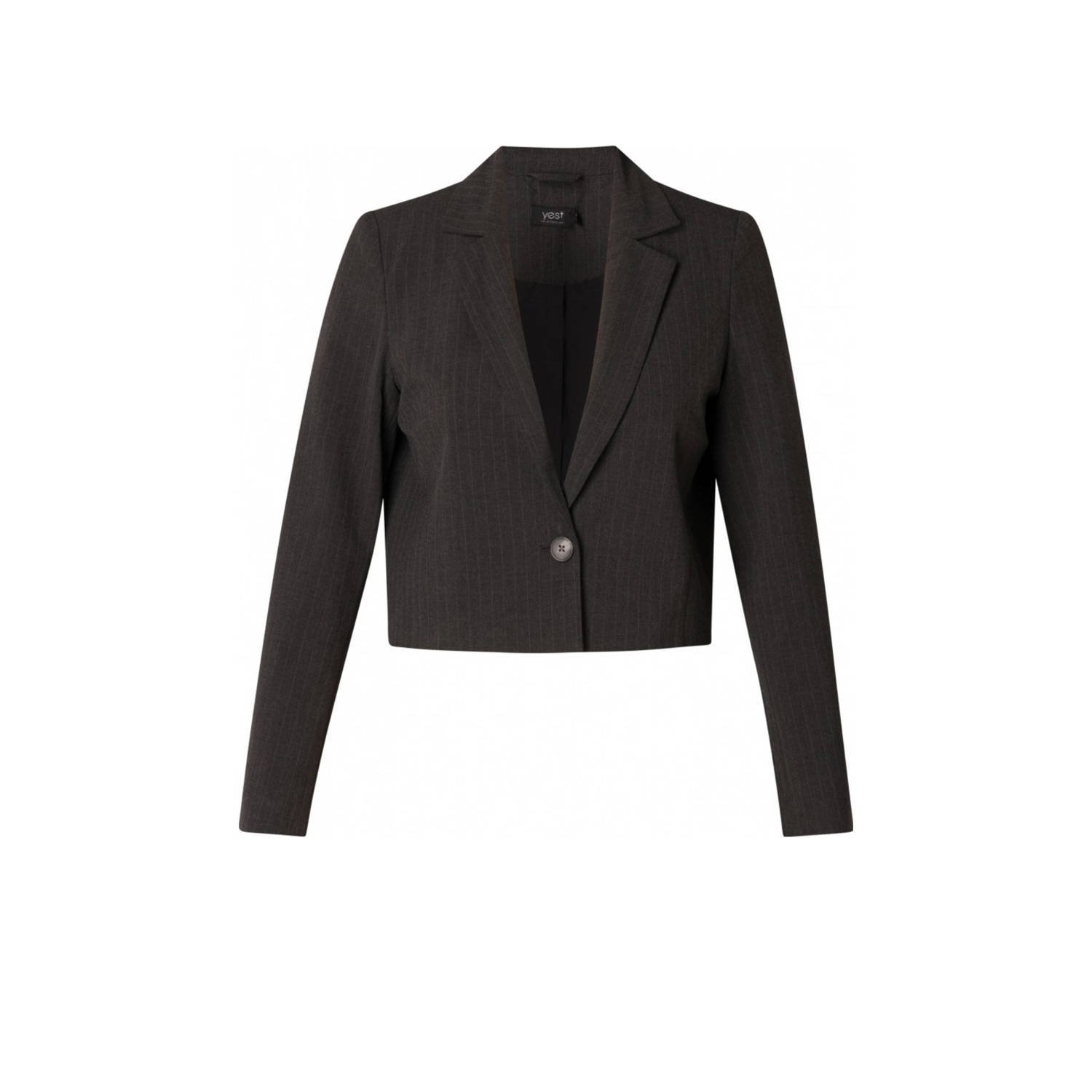 Yest cropped blazer met krijtstreep antraciet