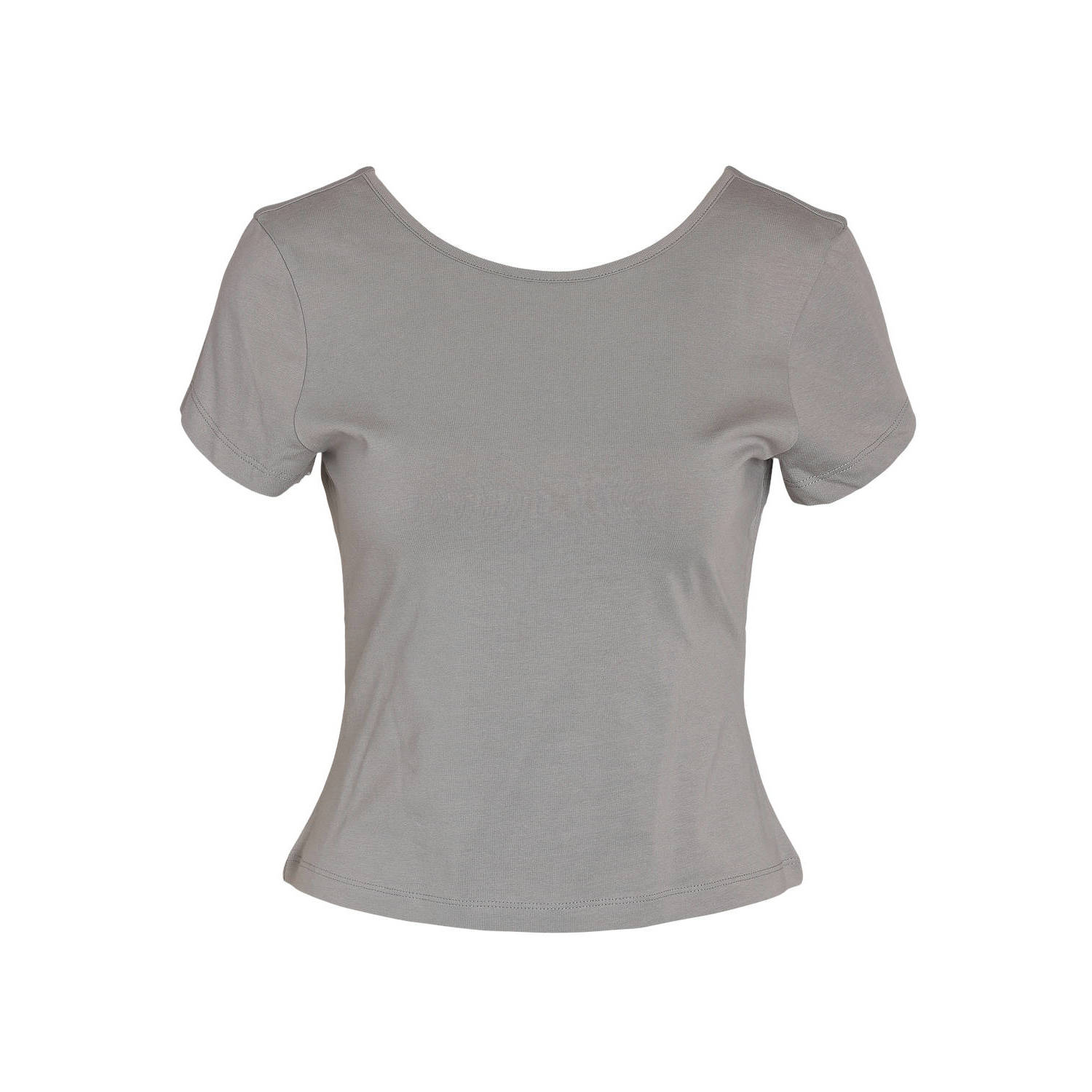 NOISY MAY T-shirt met open rug grijs