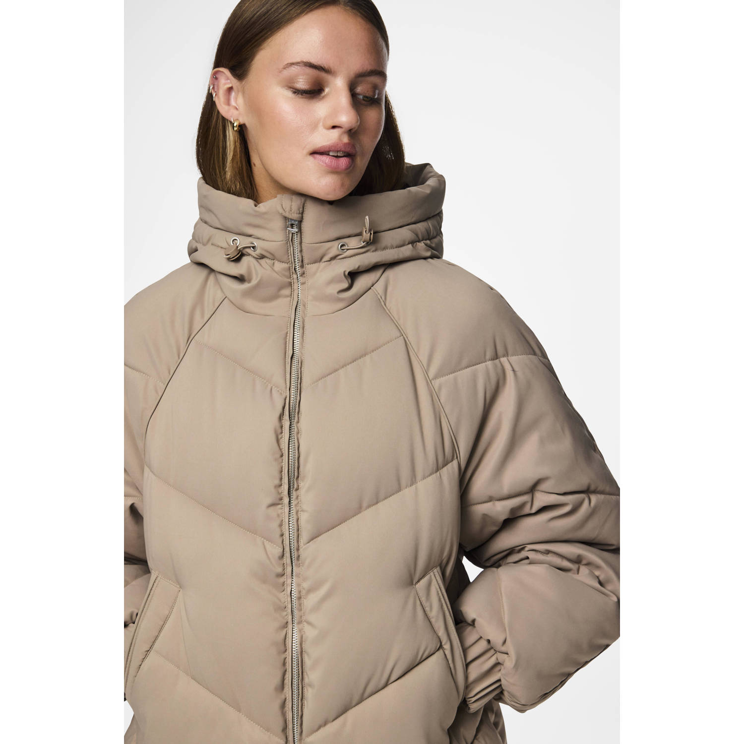 PIECES gewatteerde winterjas beige
