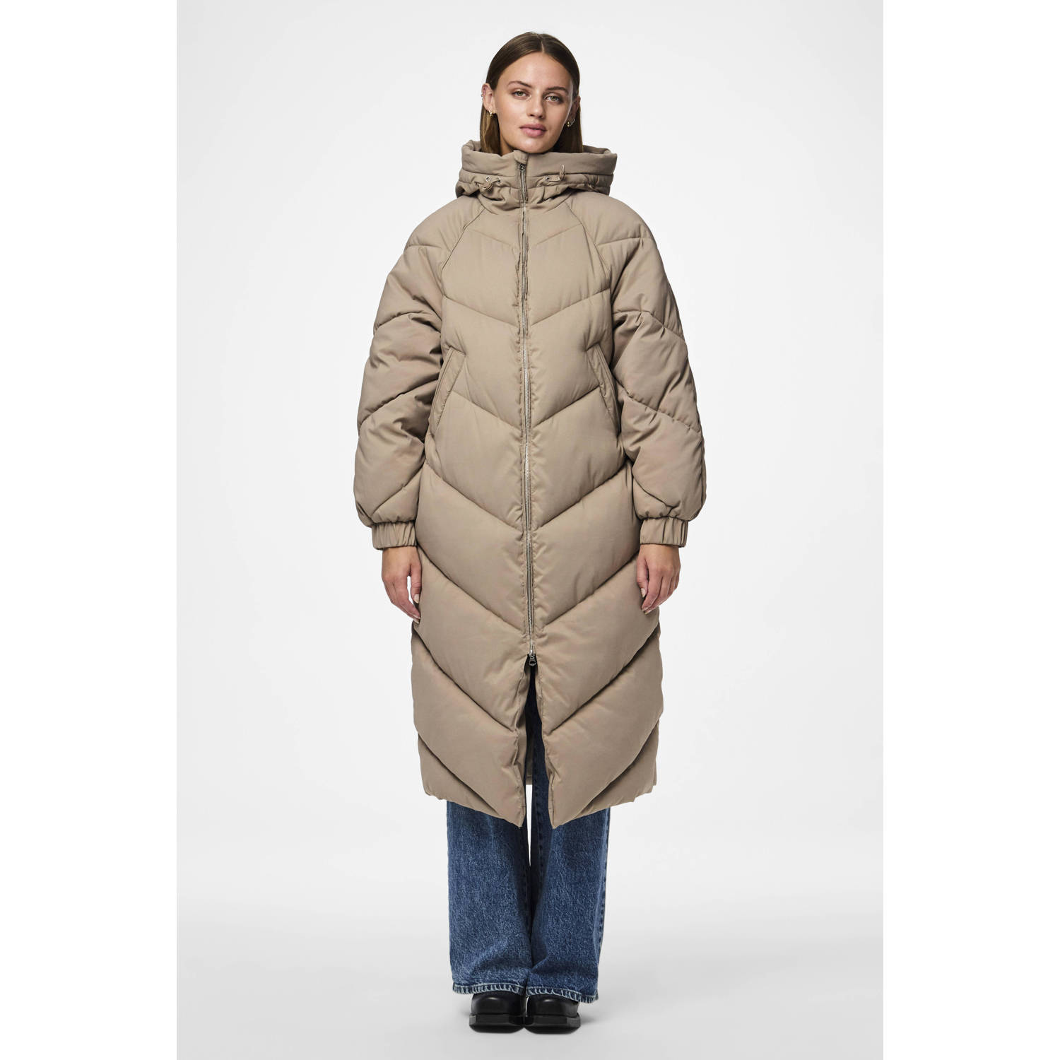 PIECES gewatteerde winterjas beige