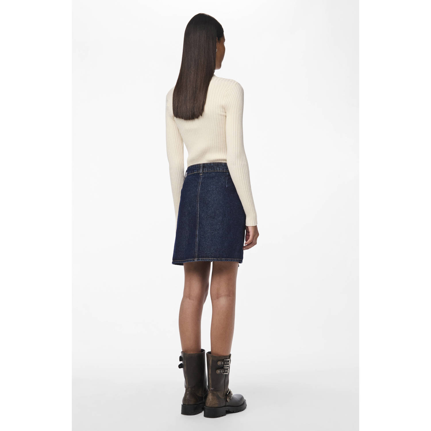 PIECES denim spijkerrok dark blue denim