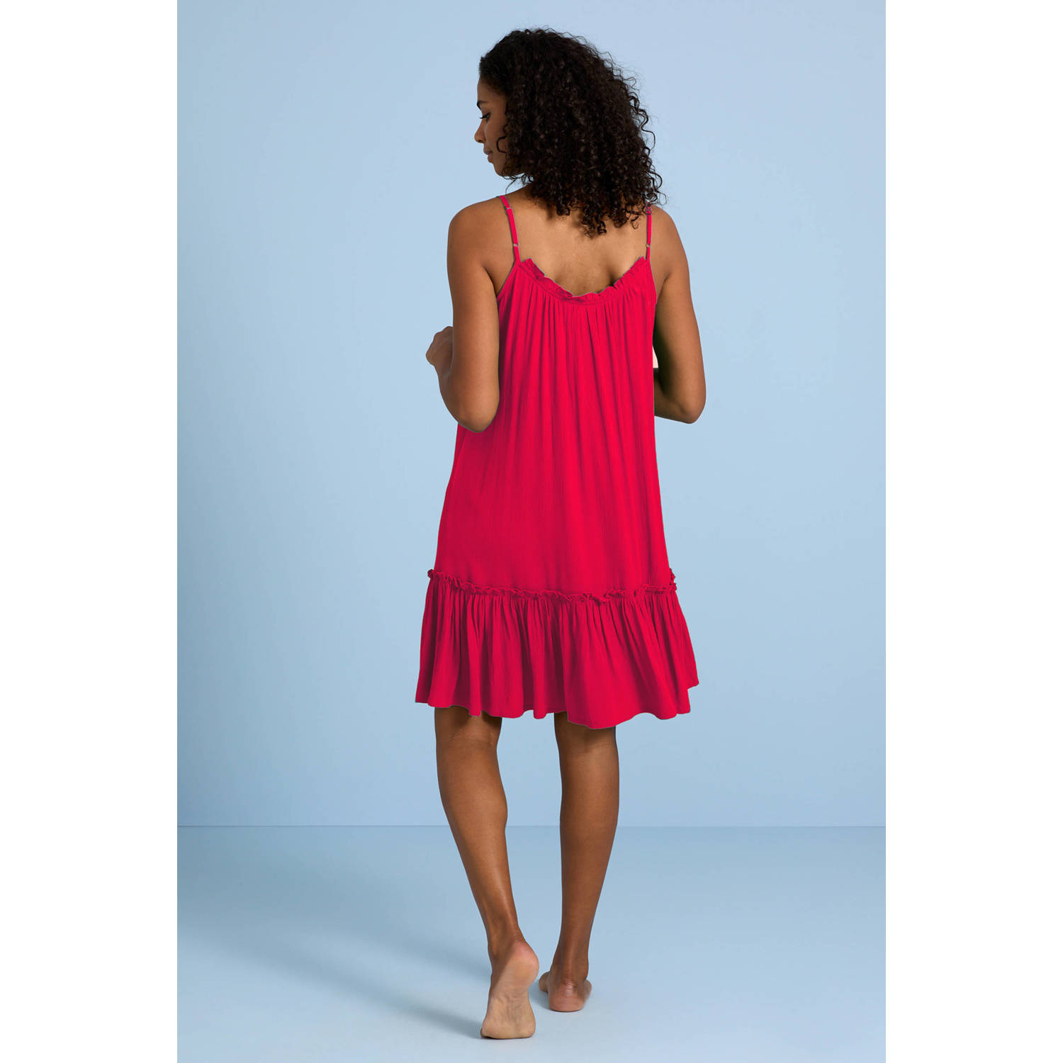 BEACHWAVE crinkle strandjurk fuchsia
