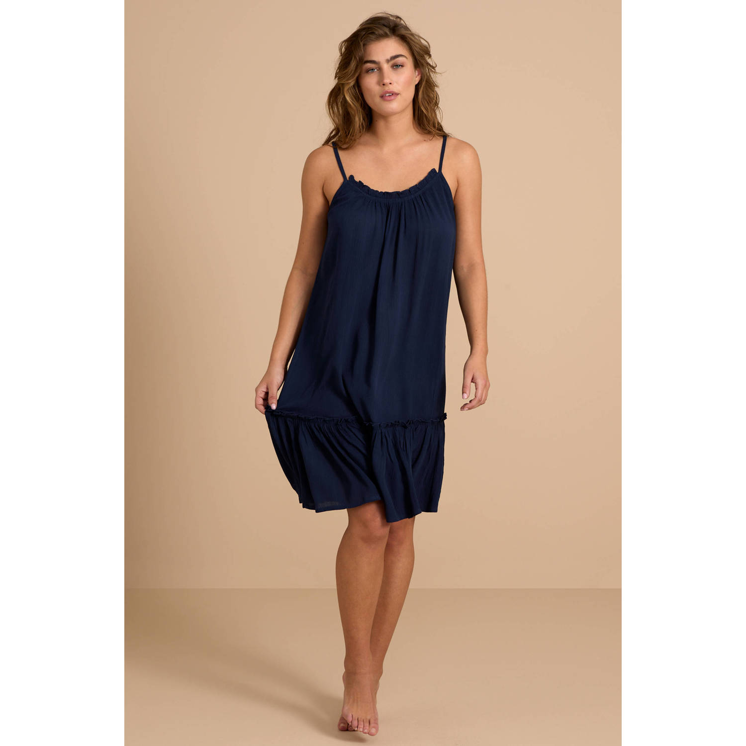 BEACHWAVE crinkle strandjurk donkerblauw