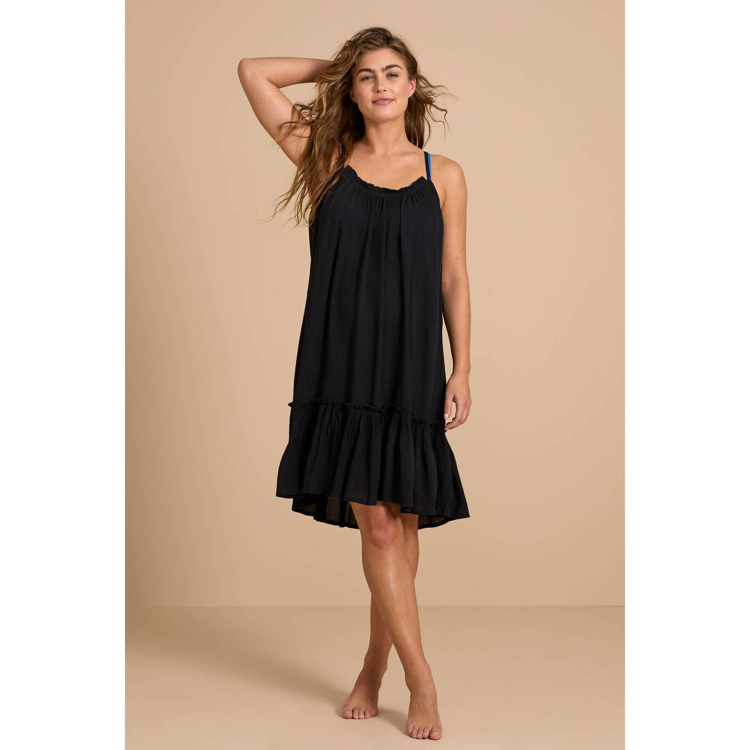 BEACHWAVE crinkle strandjurk zwart