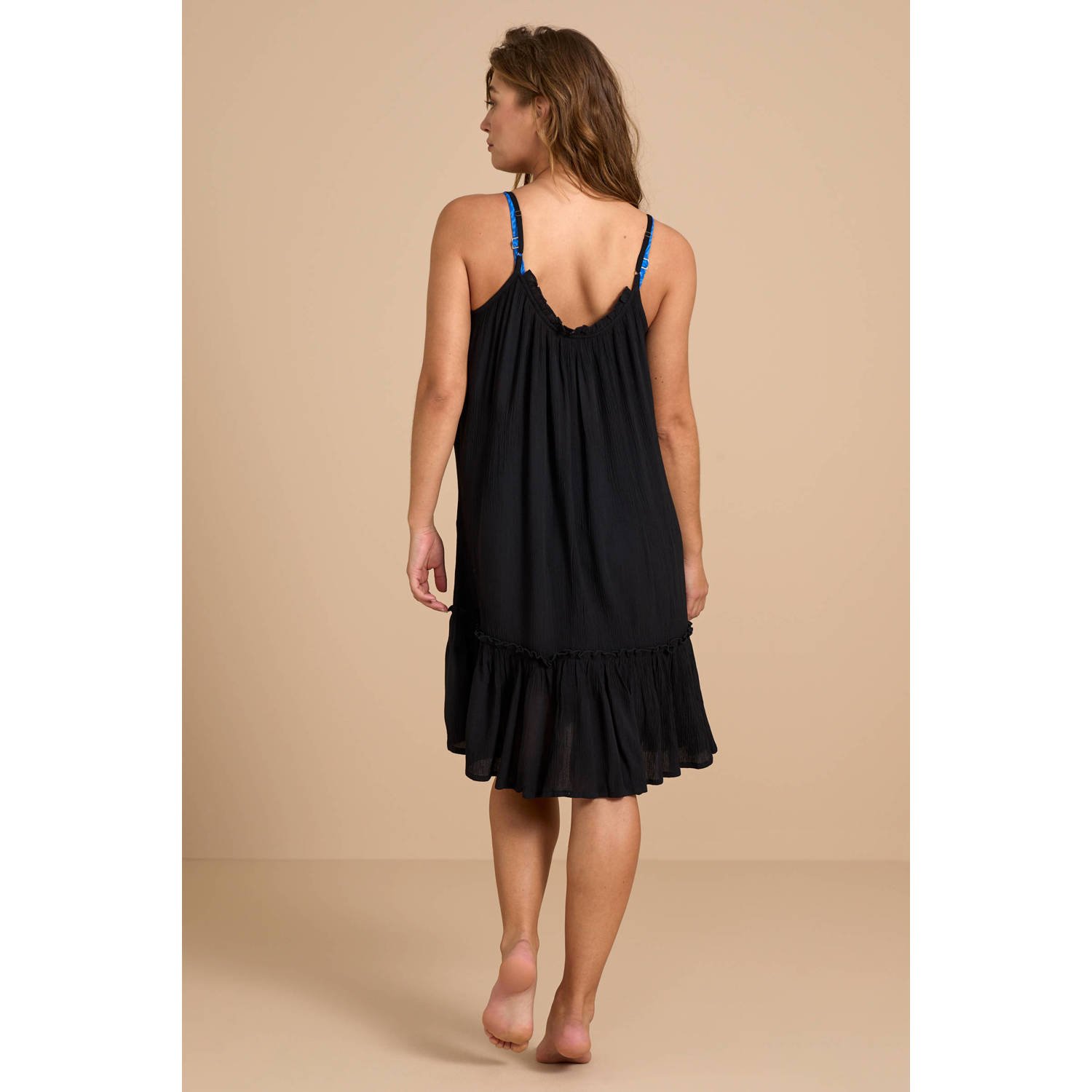 BEACHWAVE crinkle strandjurk zwart