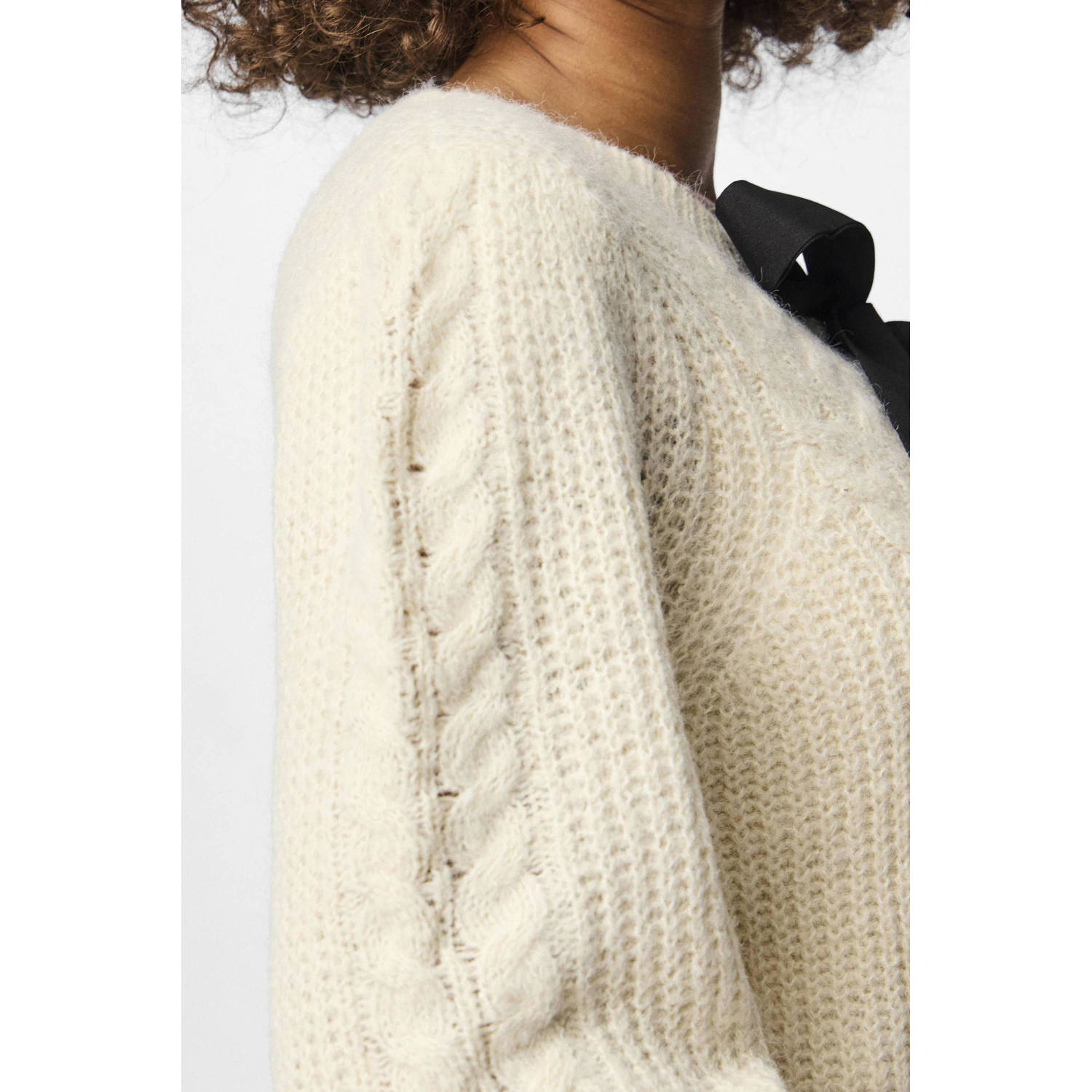 PIECES vest met wol ecru zwart